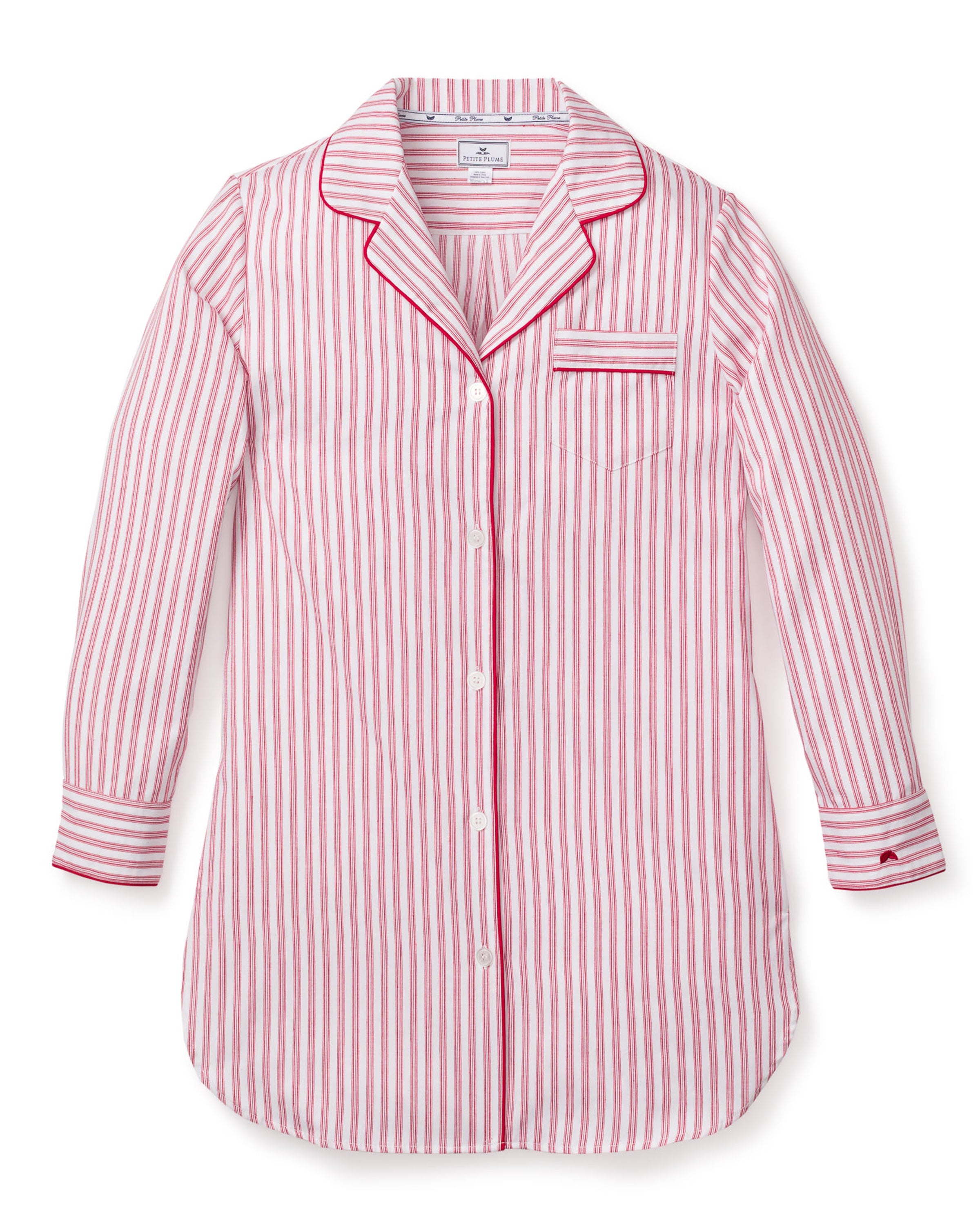 Women's Nightshirt in Antique Red Ticking