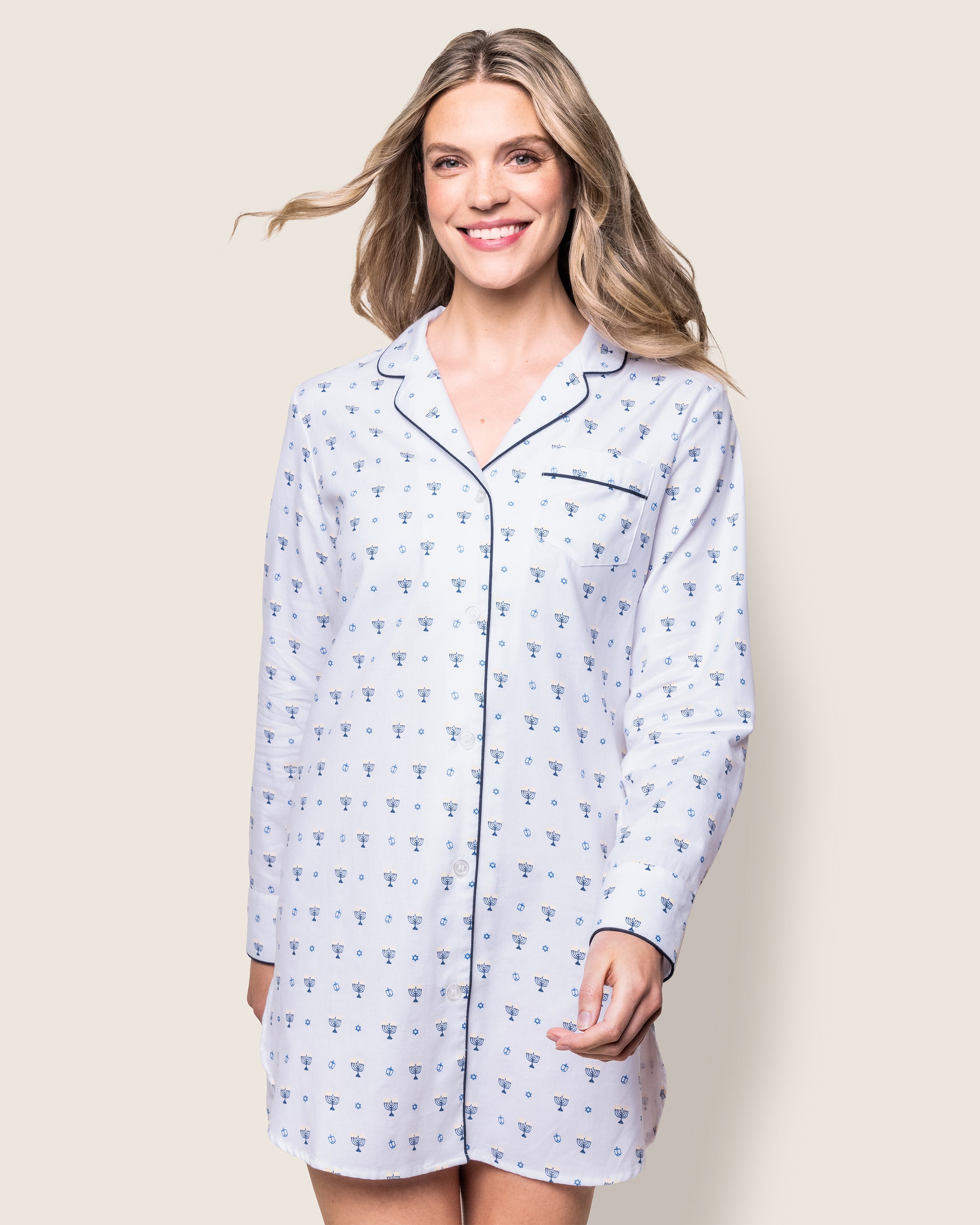 Women's Twill Nightshirt in Happy Hanukkah