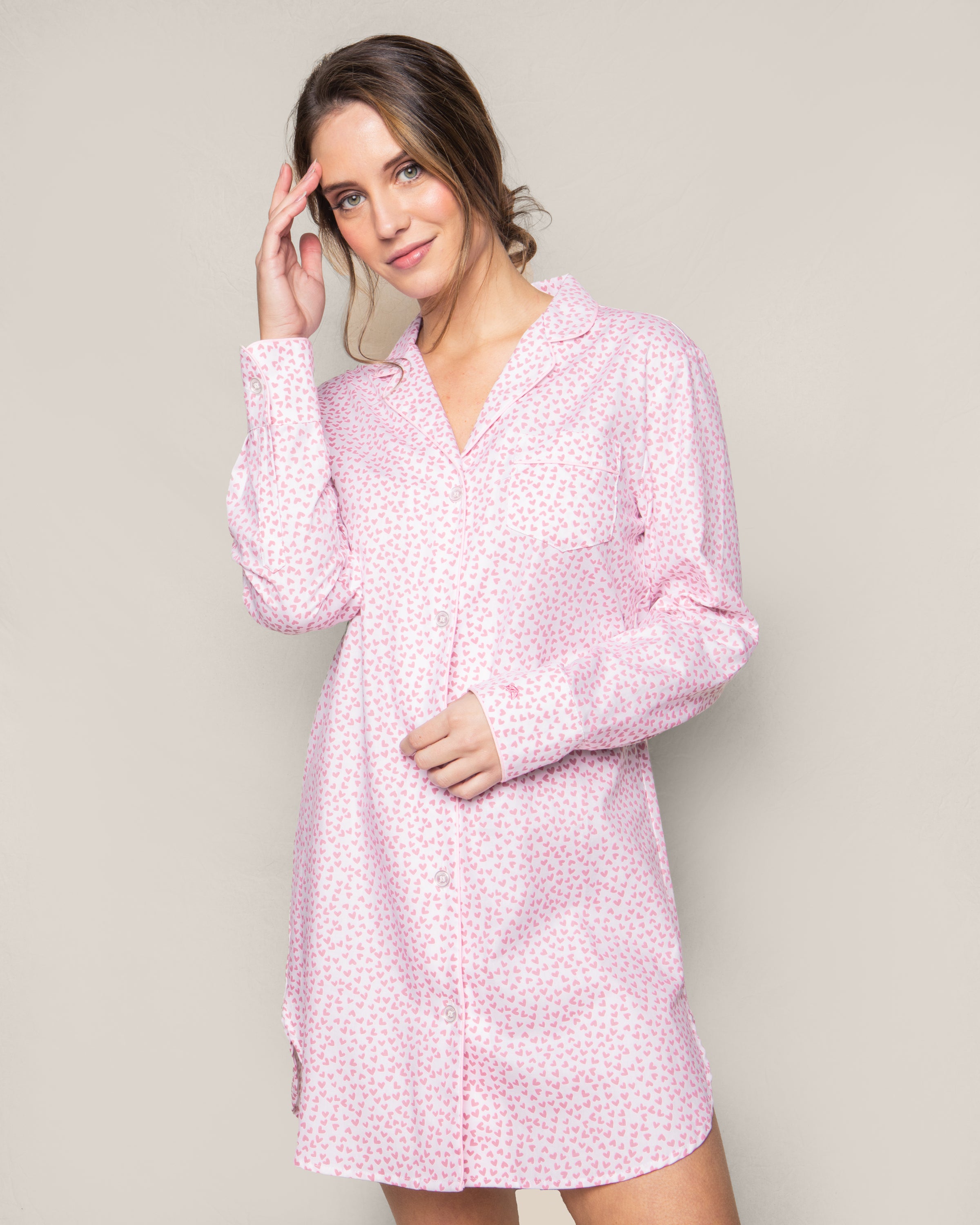 Women's Twill Nightshirt in Sweethearts