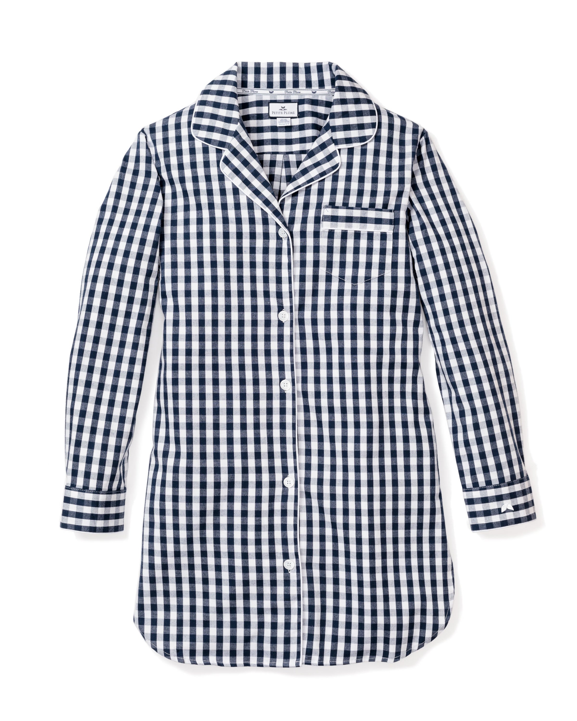 Women's Twill Nightshirt in Navy Gingham