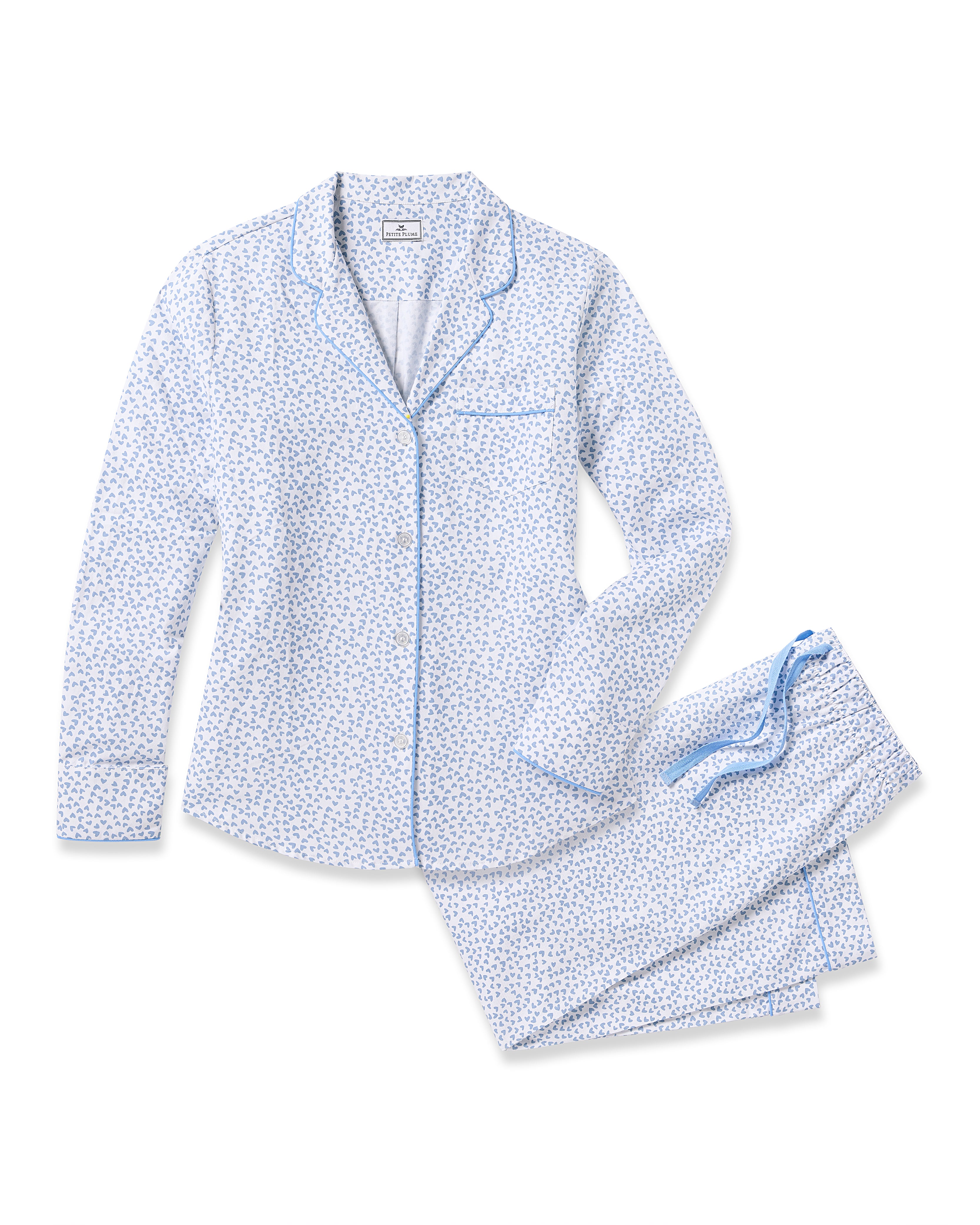 Women's Twill Pajama Set in Bluehearts