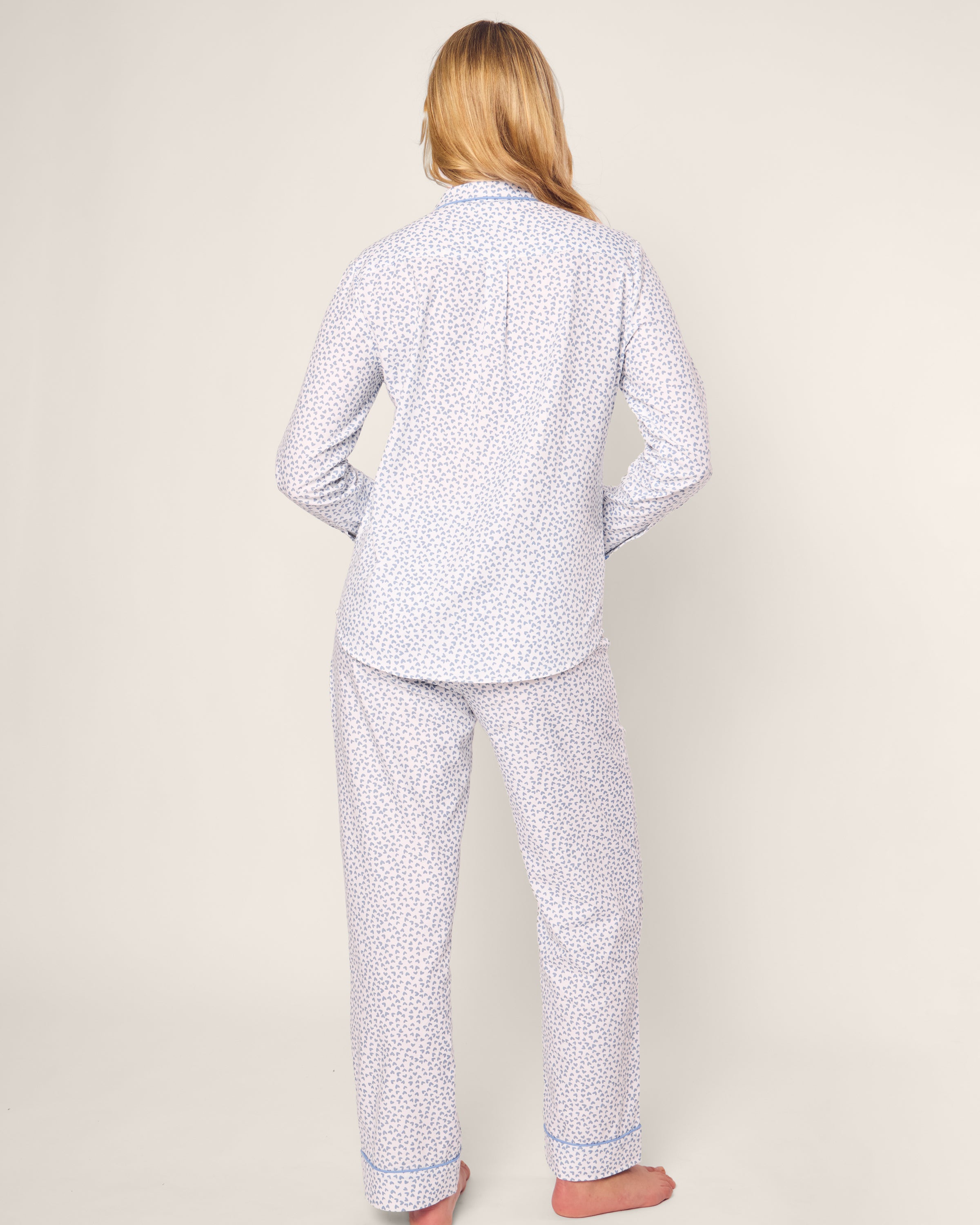 Women's Twill Pajama Set in Bluehearts