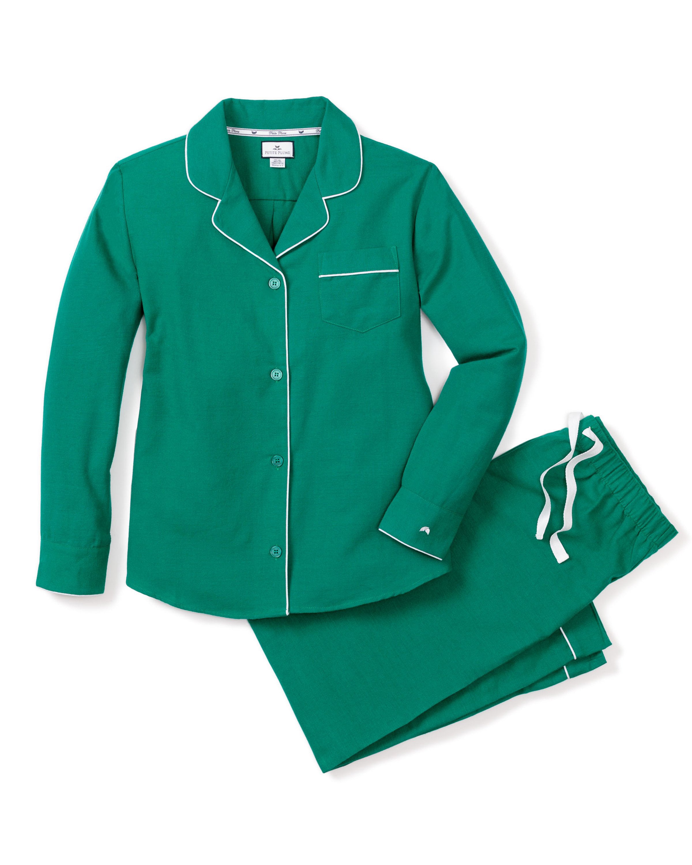 Women's Flannel Pajama Set in Forest Green