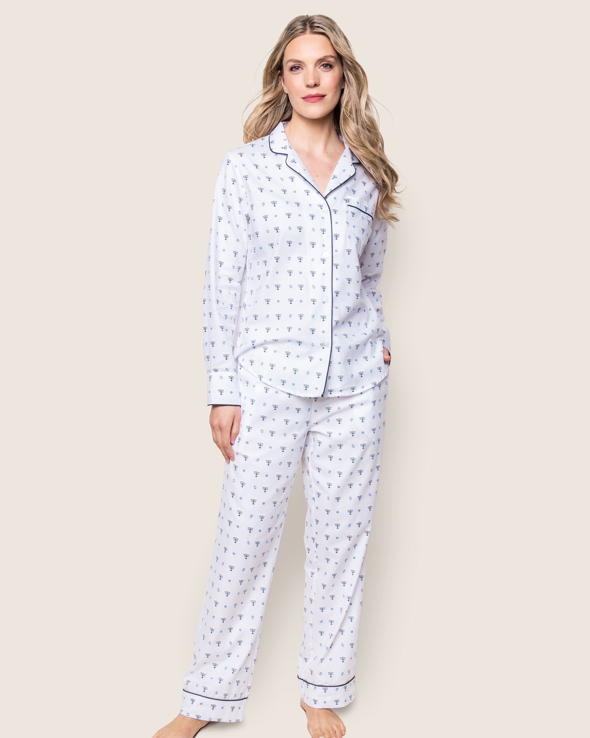 Women's Twill Pajama Set in Happy Hanukkah