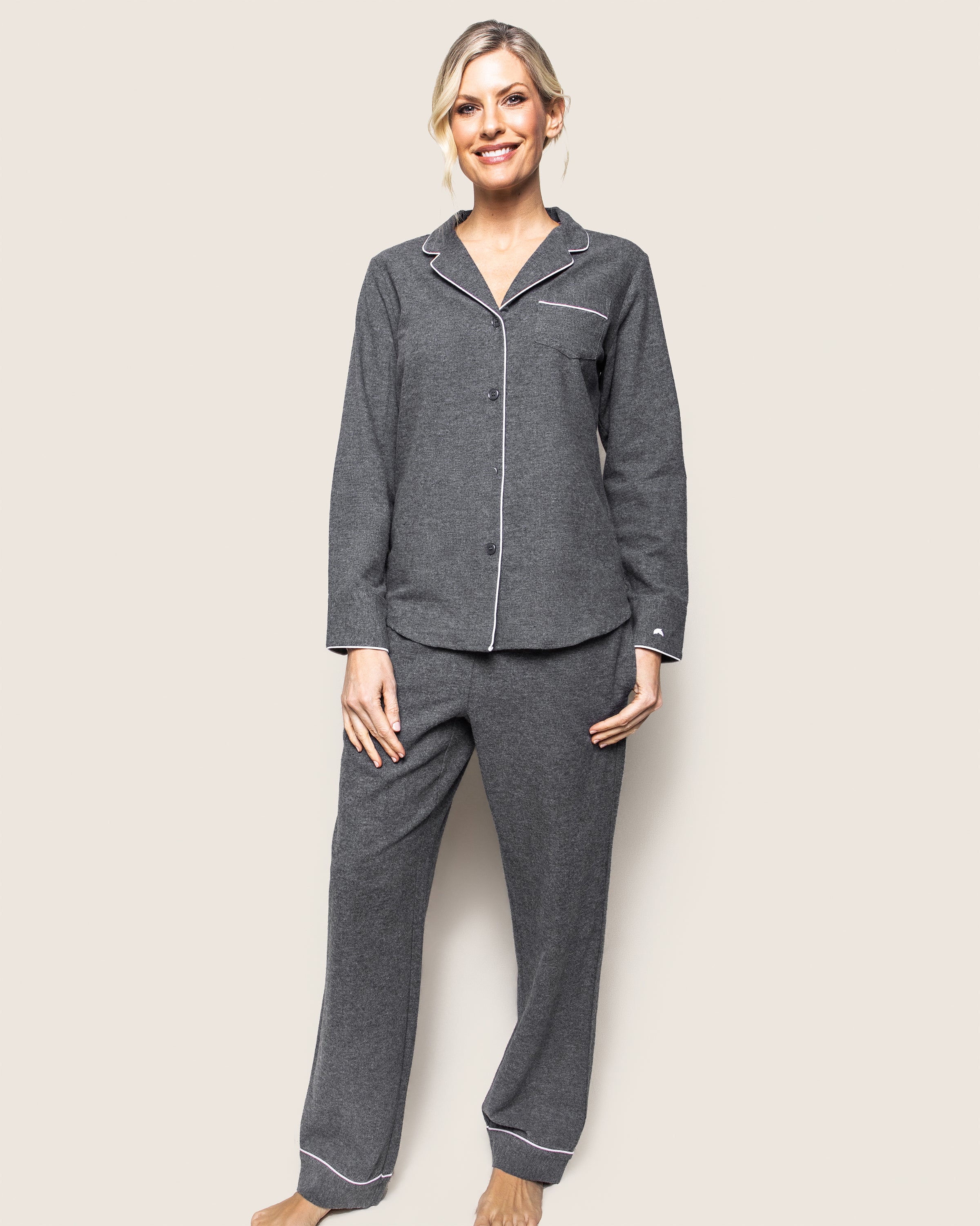 Women's Flannel Pajama Set in Grey