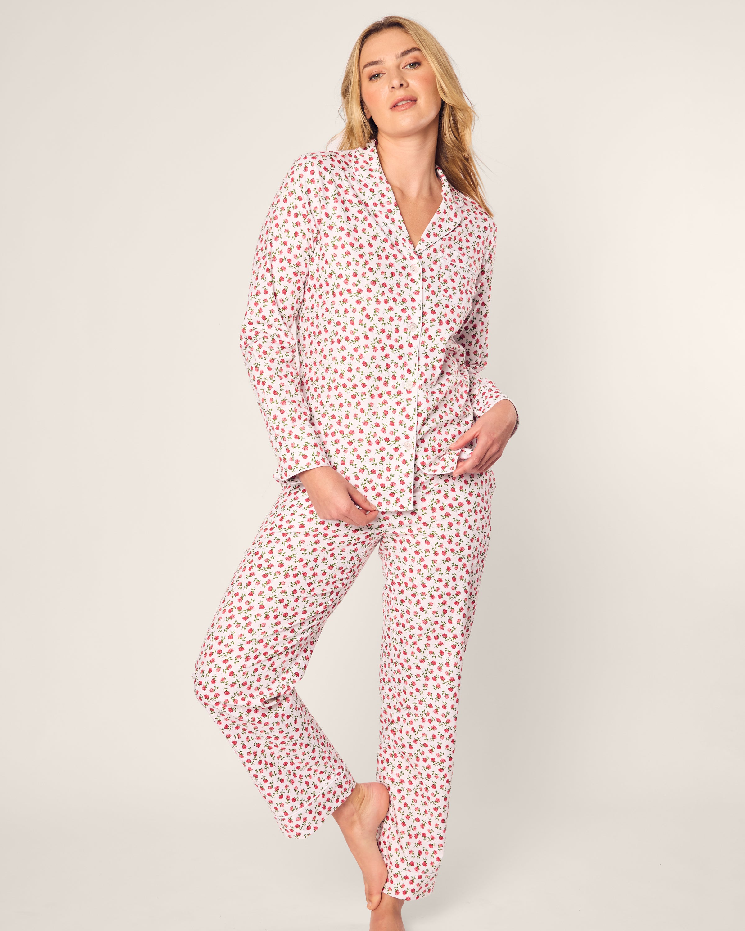 Women's Twill Pajama Set in Petite Petals