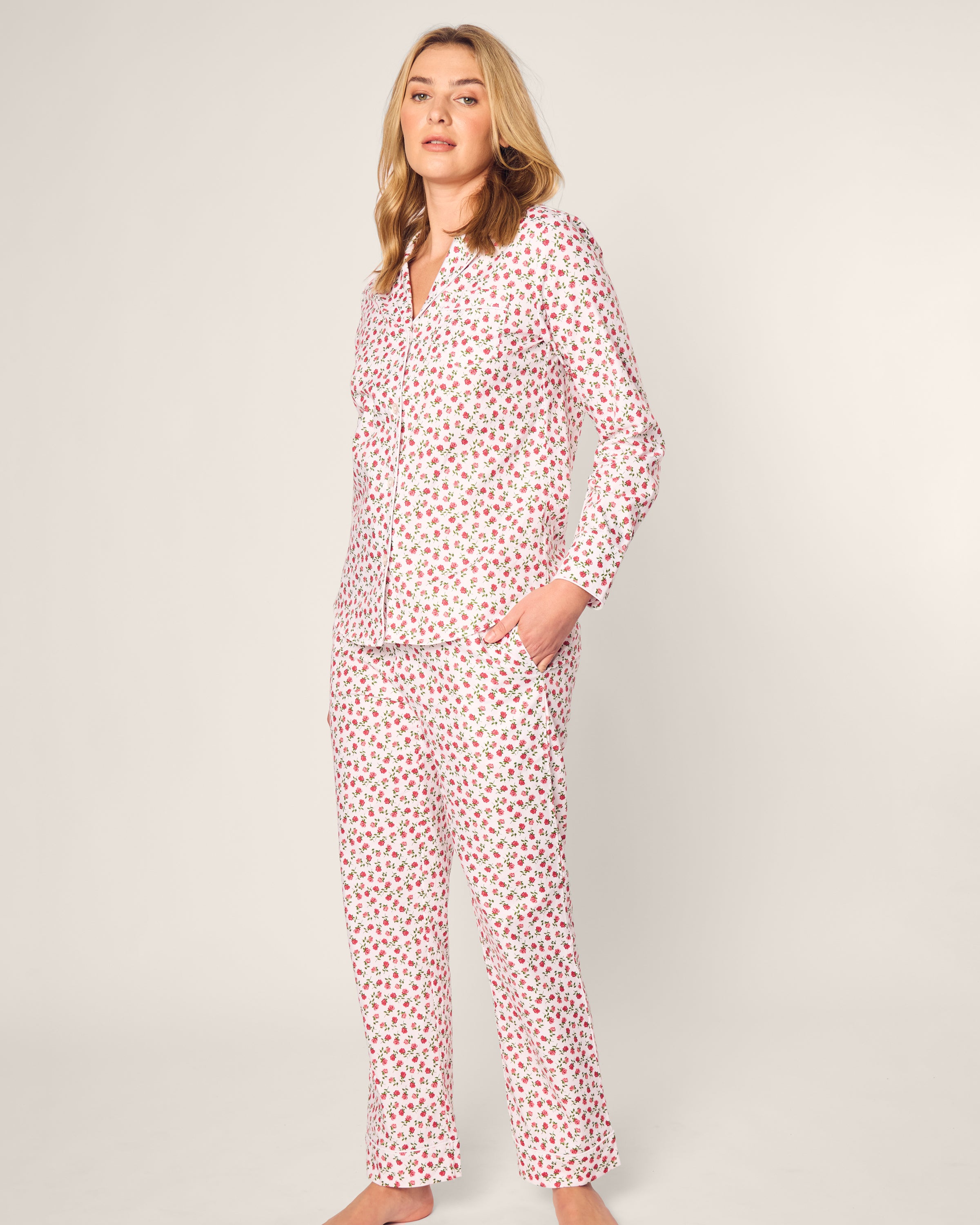 Women's Twill Pajama Set in Petite Petals