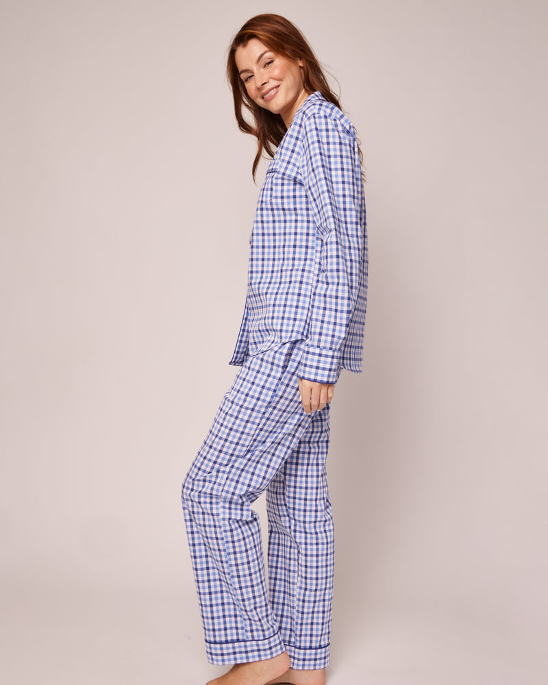 Women's Twill Pajama Set in Royal Blue Gingham