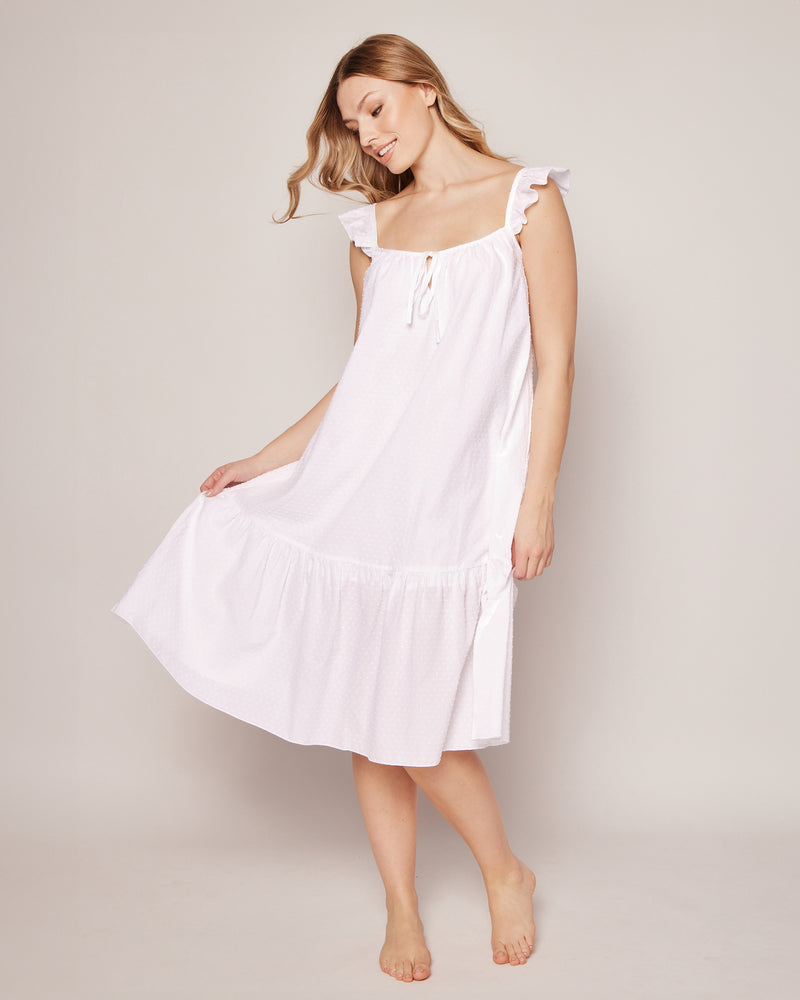 Women's Swiss Dots Celeste Nightgown in White – Petite Plume