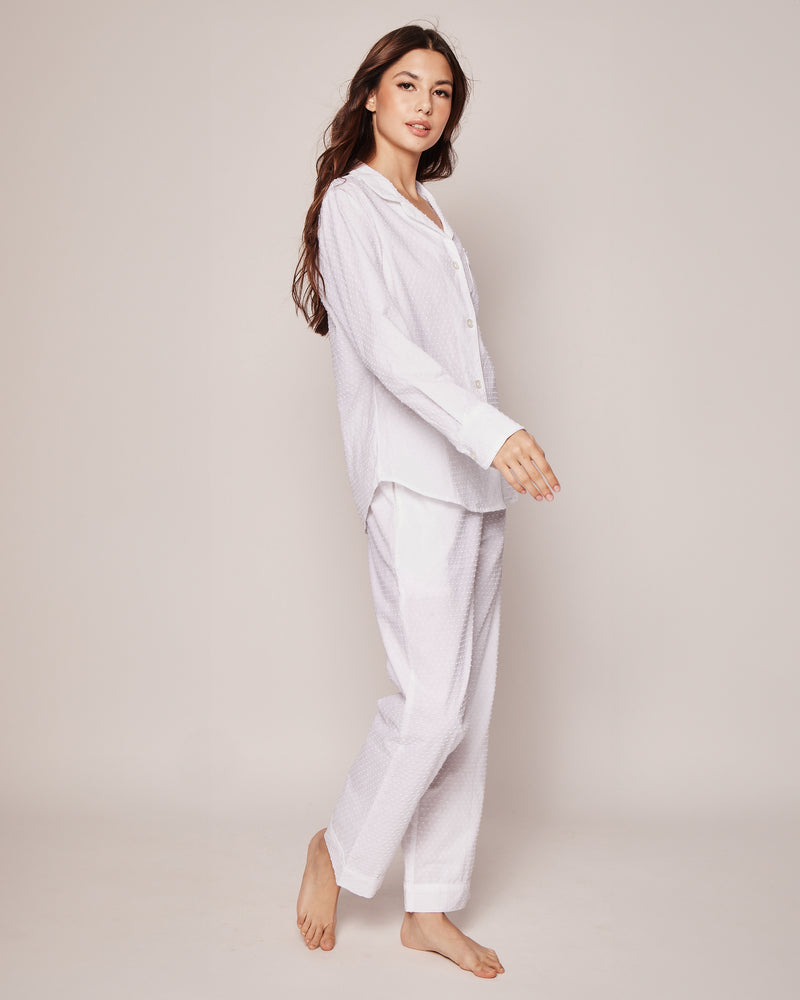 Women's Swiss Dots Pajama Set in White – Petite Plume