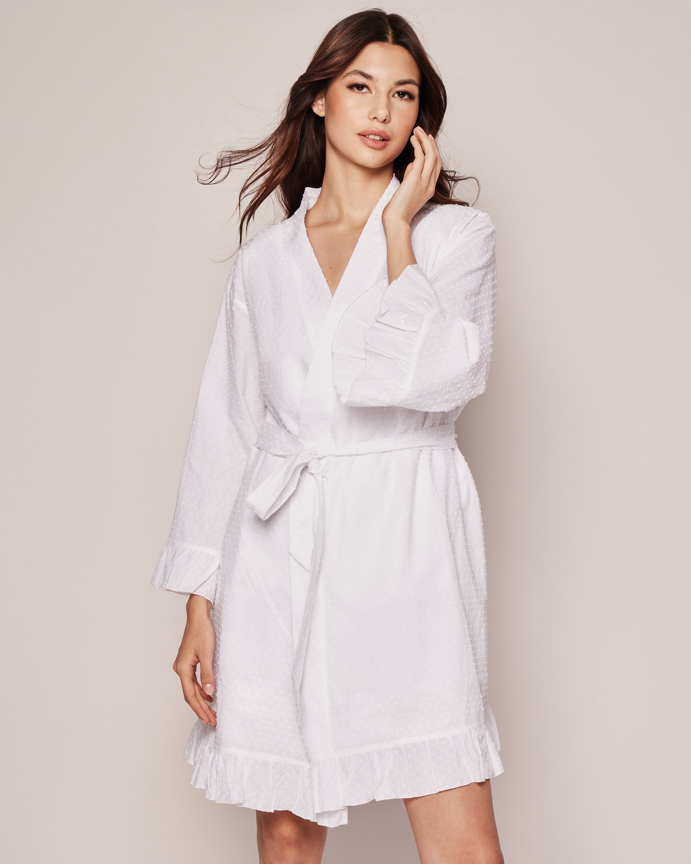 Women's Swiss Dots Robe in White