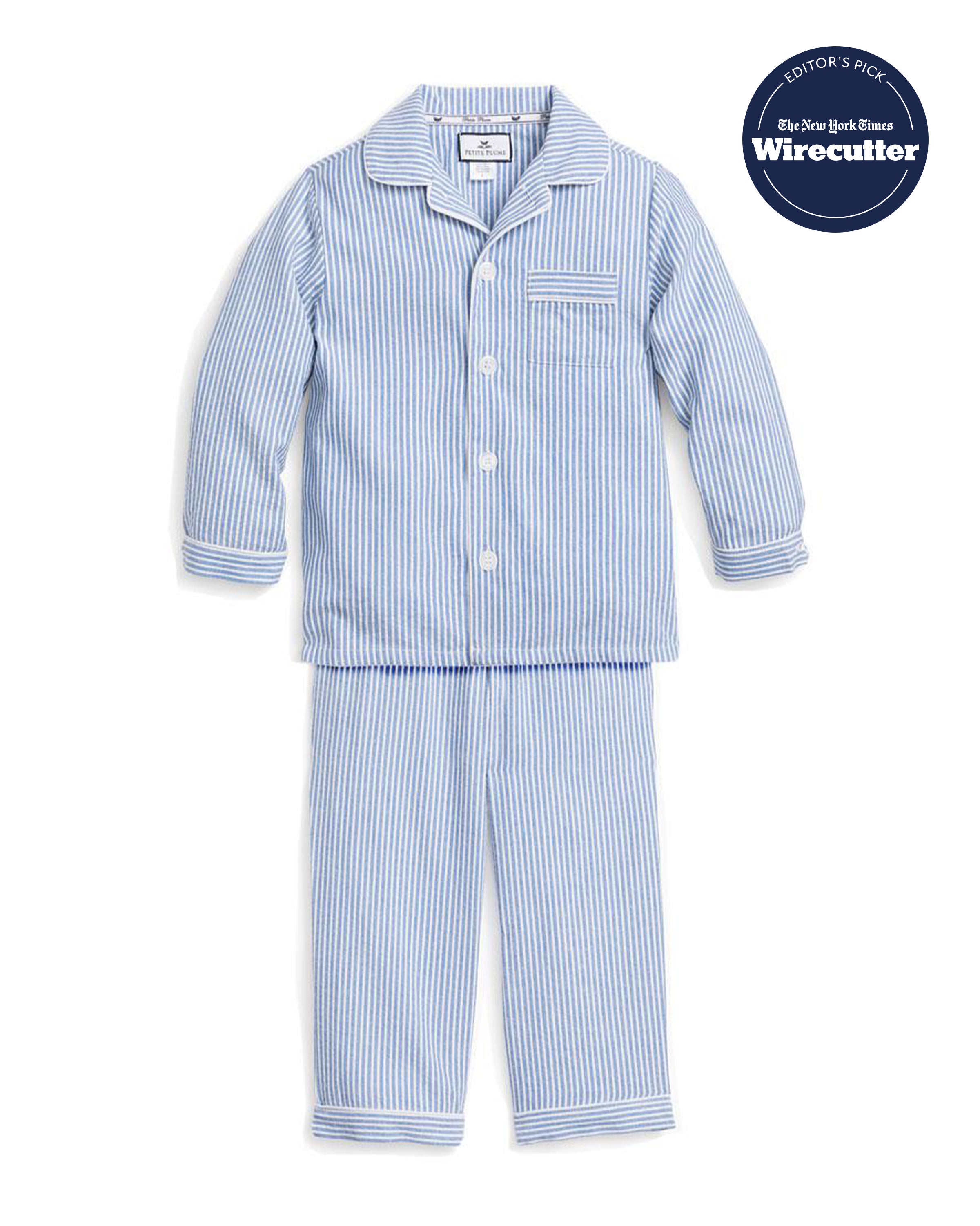 Kid's Twill Pajama Set in French Blue Seersucker