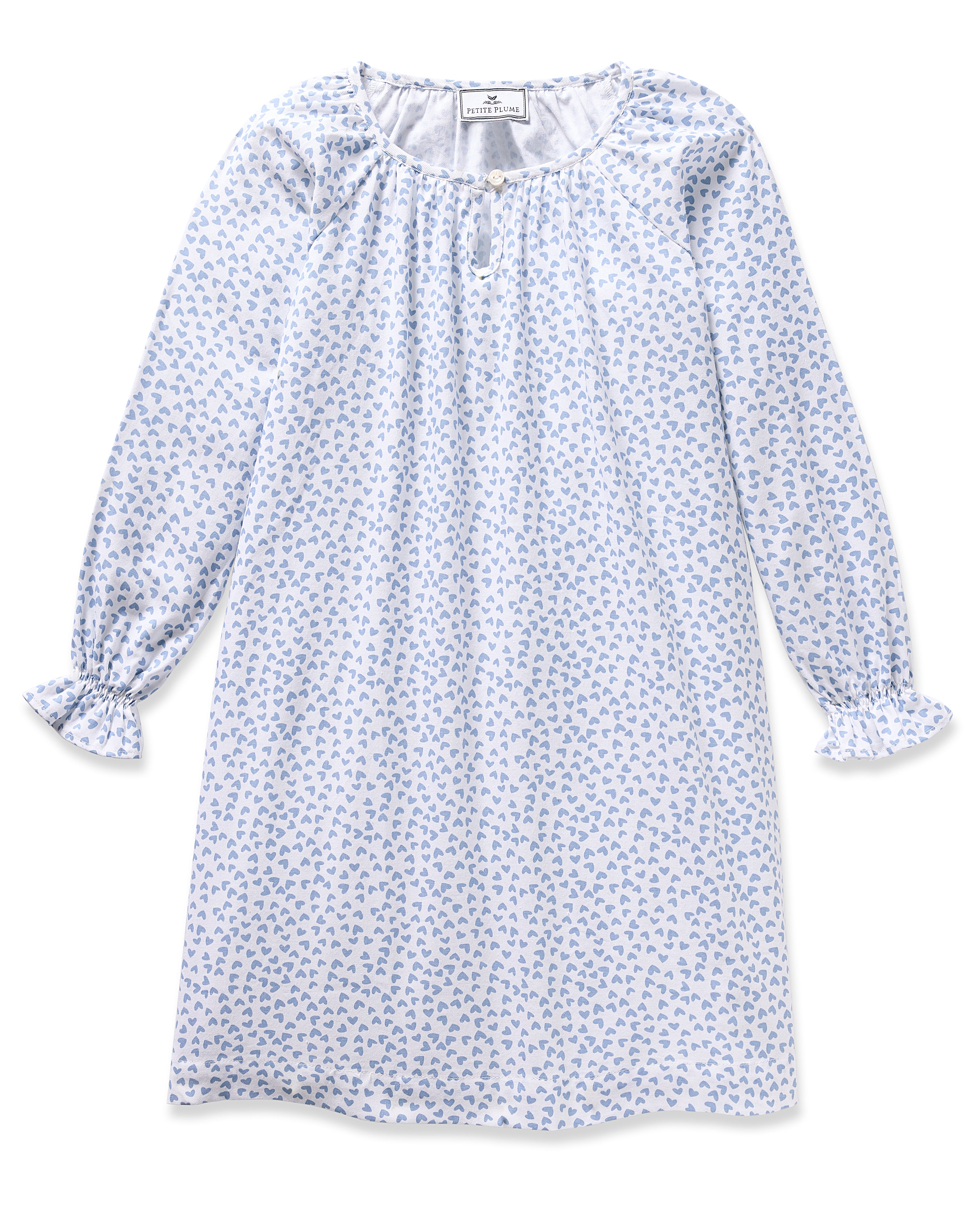 Girl's Twill Delphine Nightgown in Bluehearts