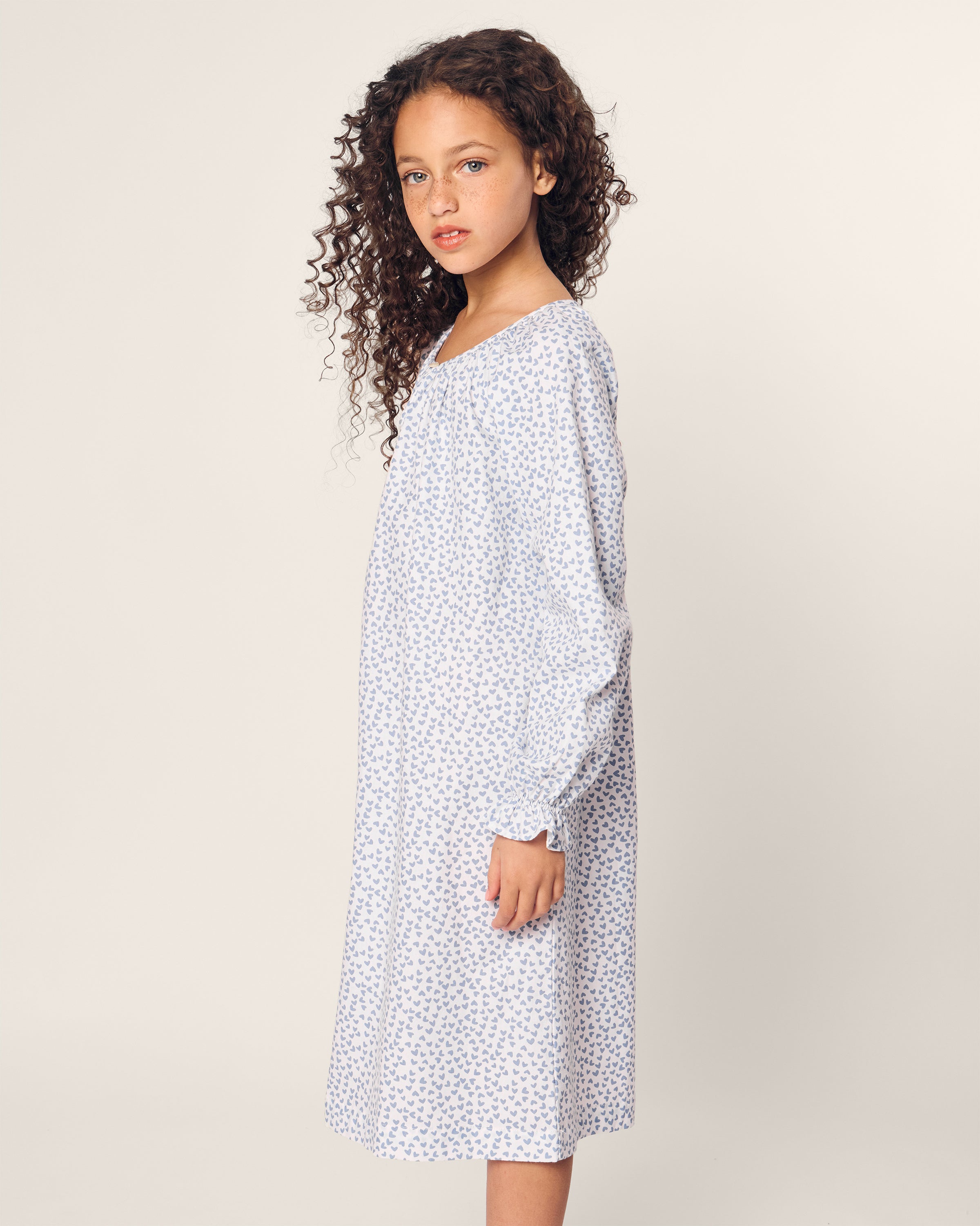 Girl's Twill Delphine Nightgown in Bluehearts