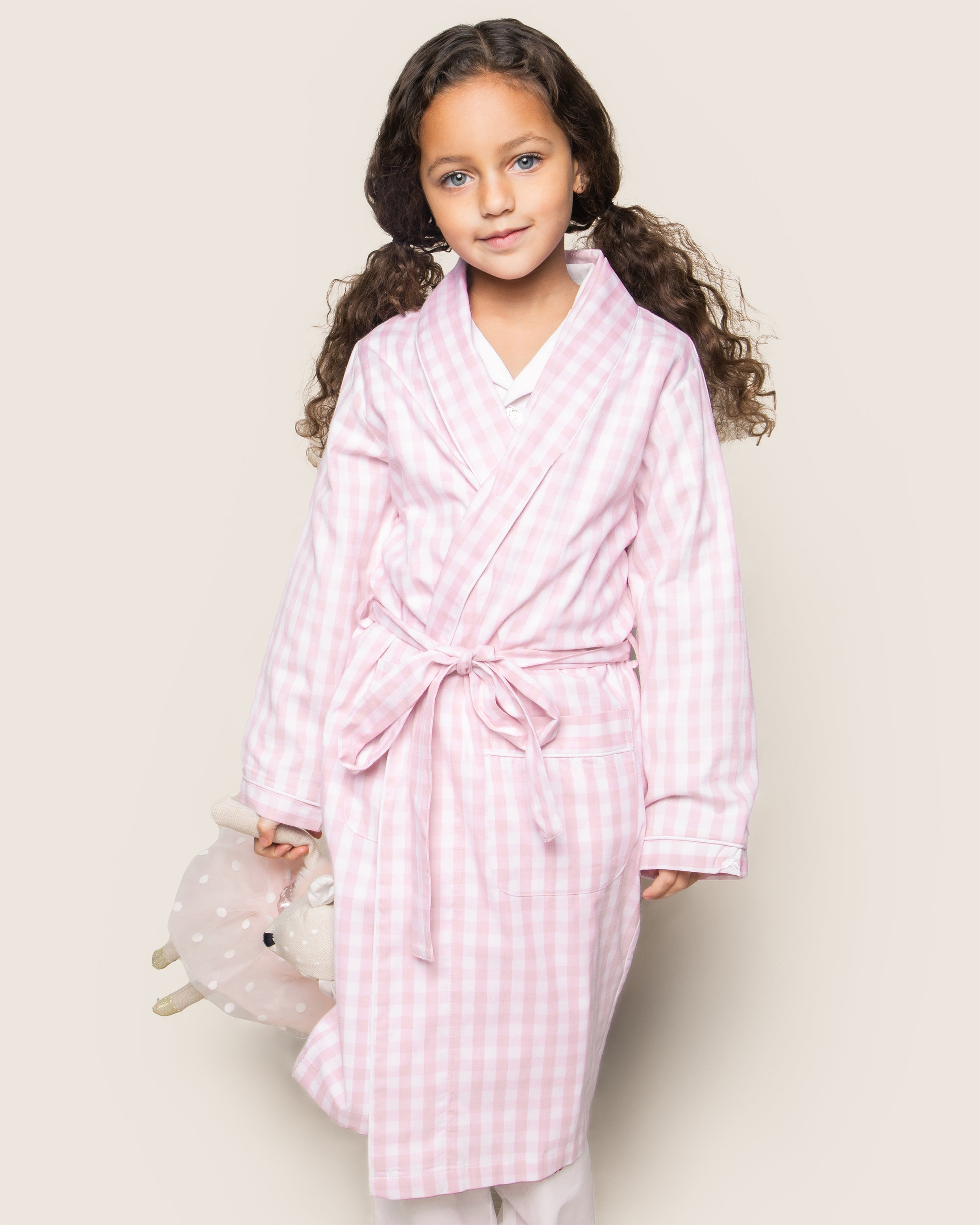 Kid's Twill Robe in Pink Gingham