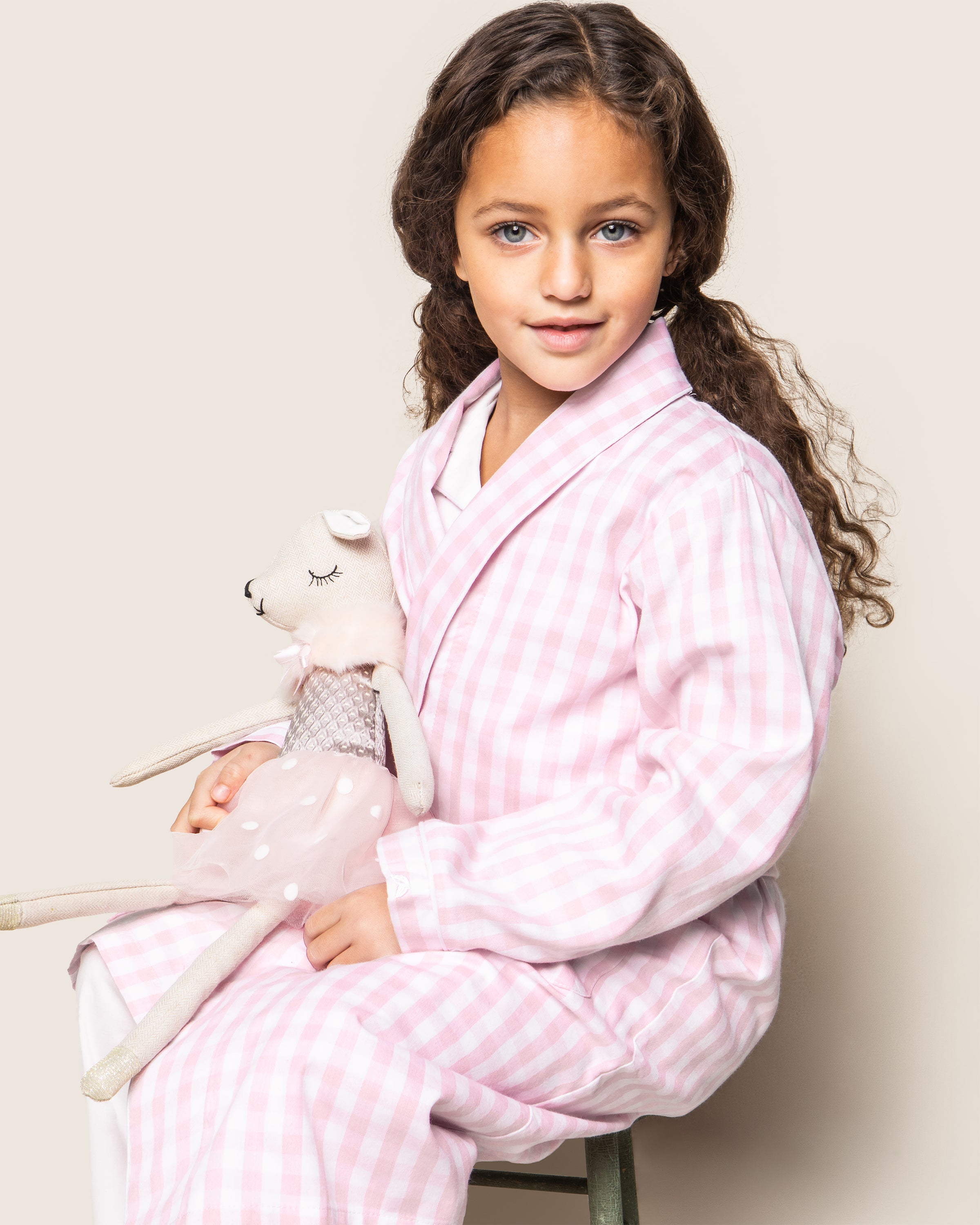 Kid's Twill Robe in Pink Gingham