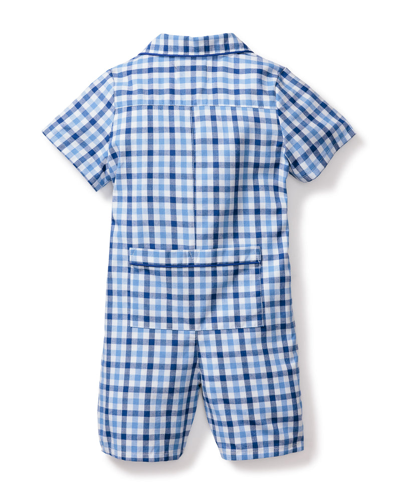 Baby's Twill Summer Romper in Royal Blue Gingham