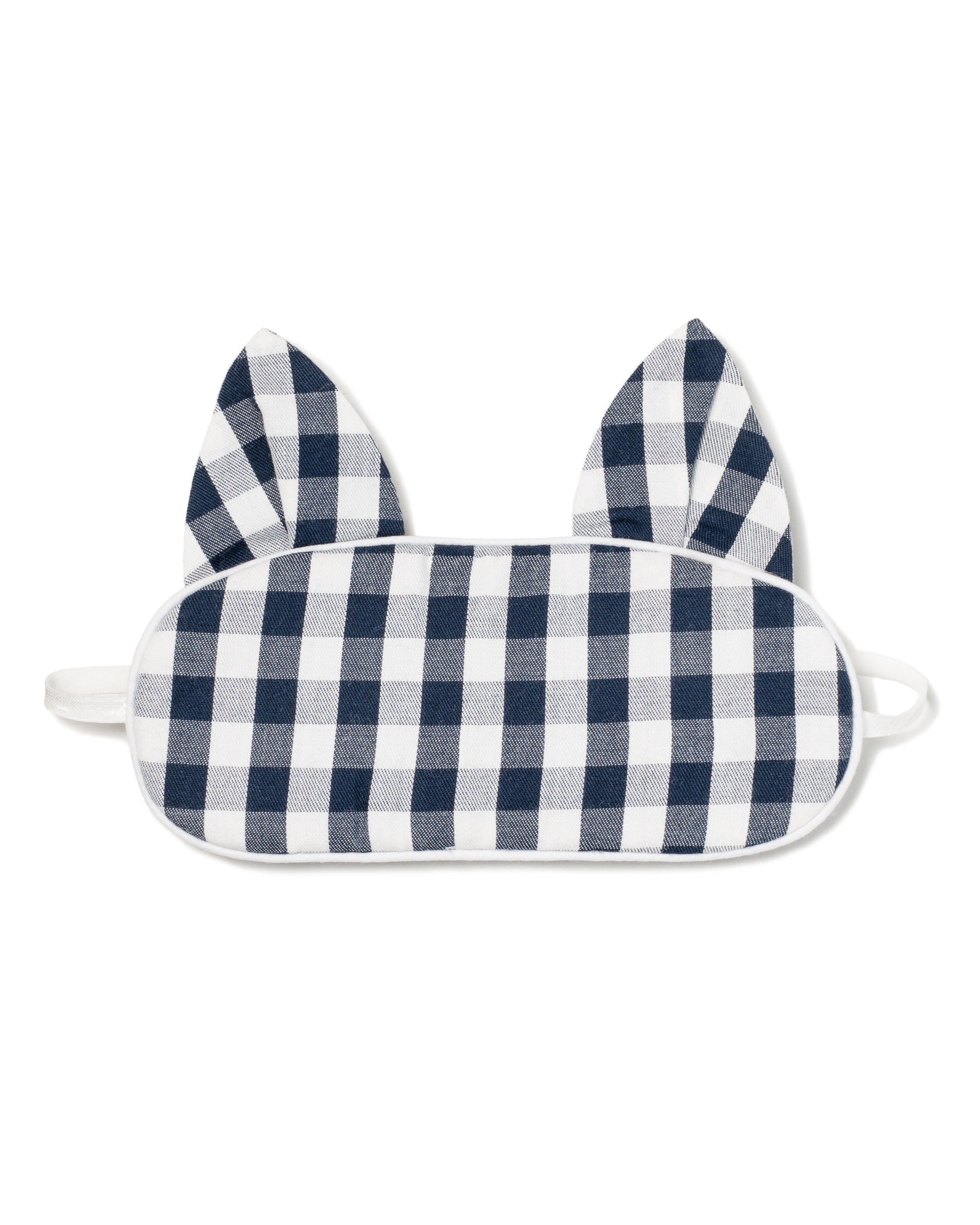 Kid's Twill Kitty Sleep Mask in Navy Gingham