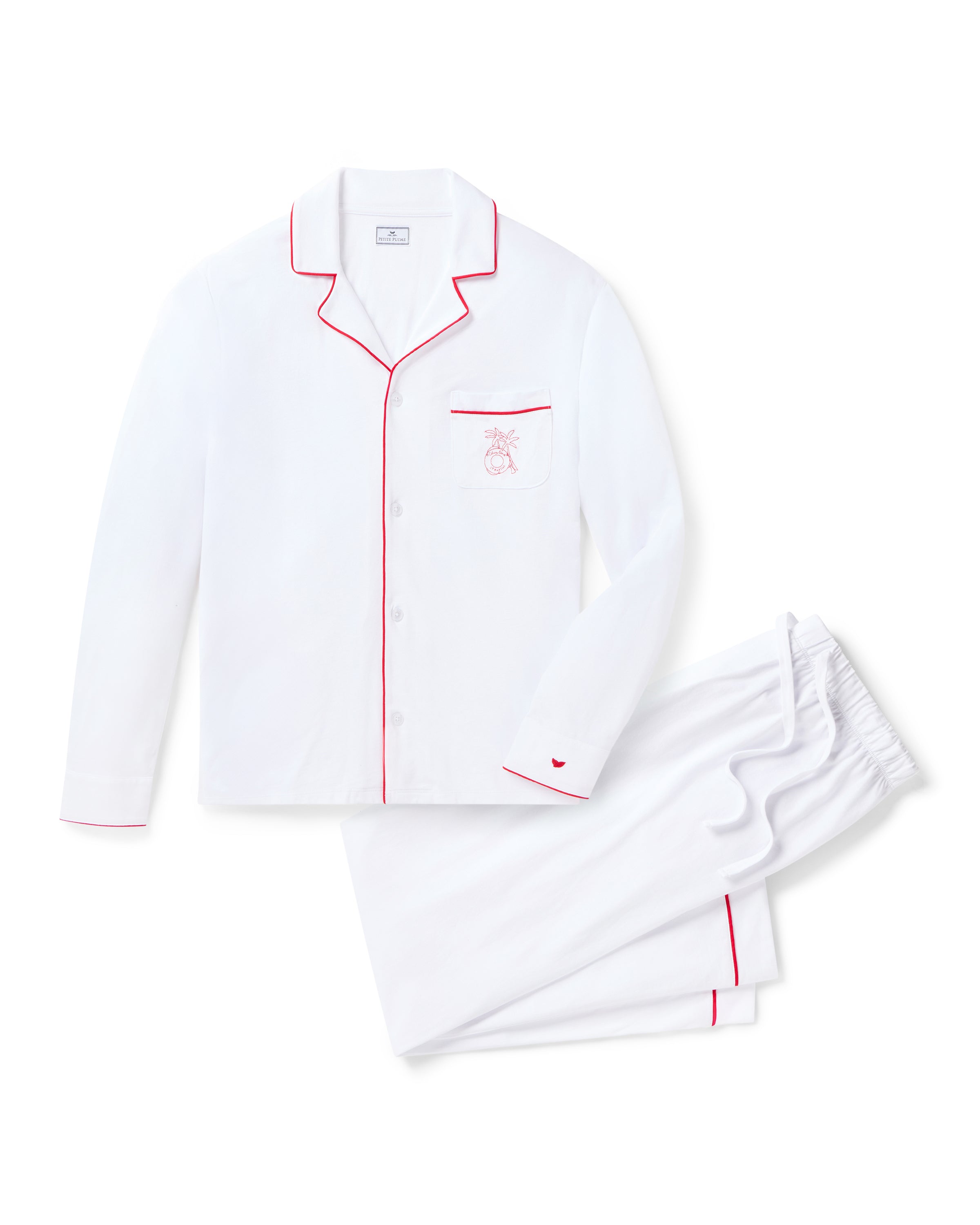 Petite Plume x Eden Rock St Barth Men's White Pima Pajama Set