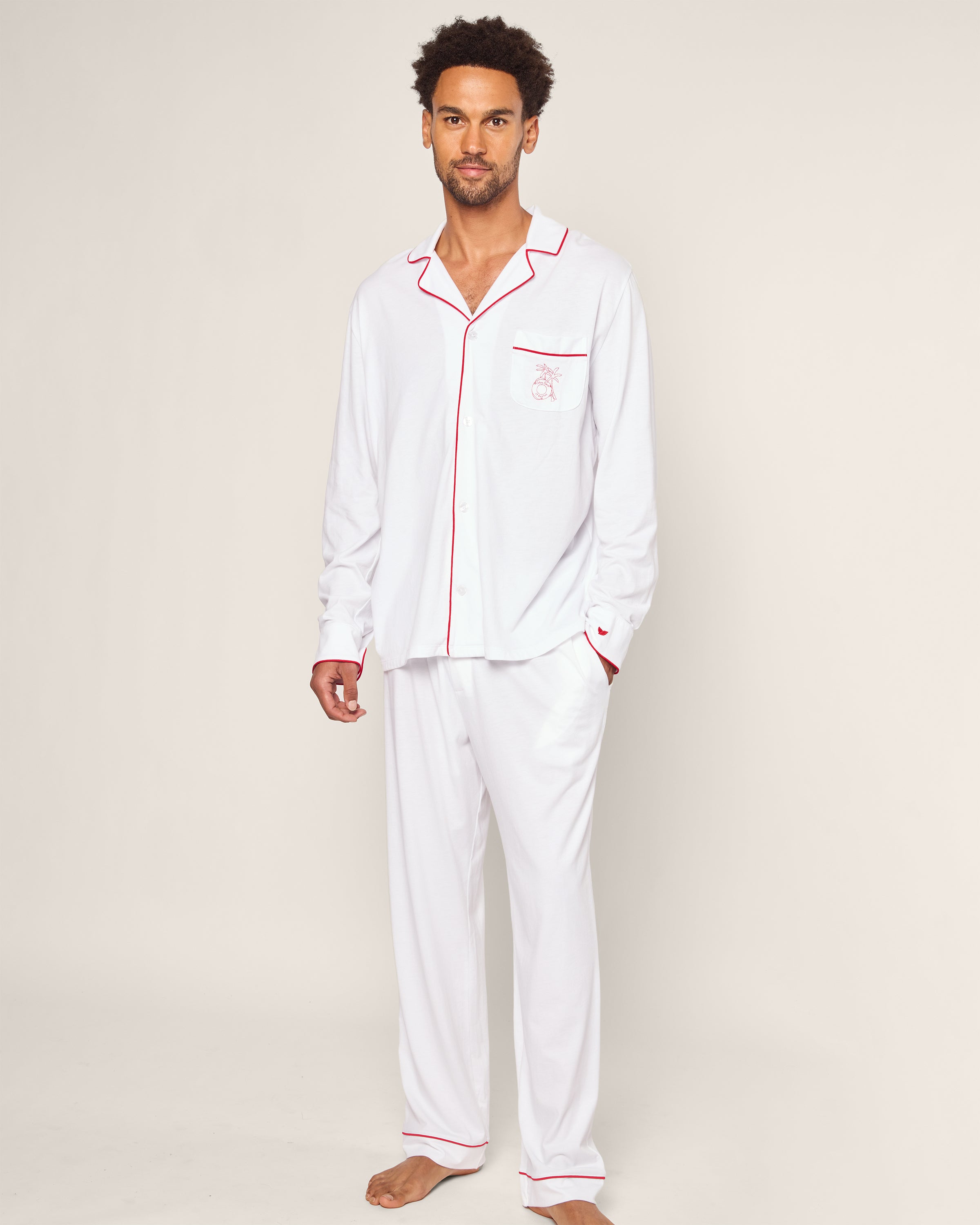 Petite Plume x Eden Rock St Barth Men's White Pima Pajama Set