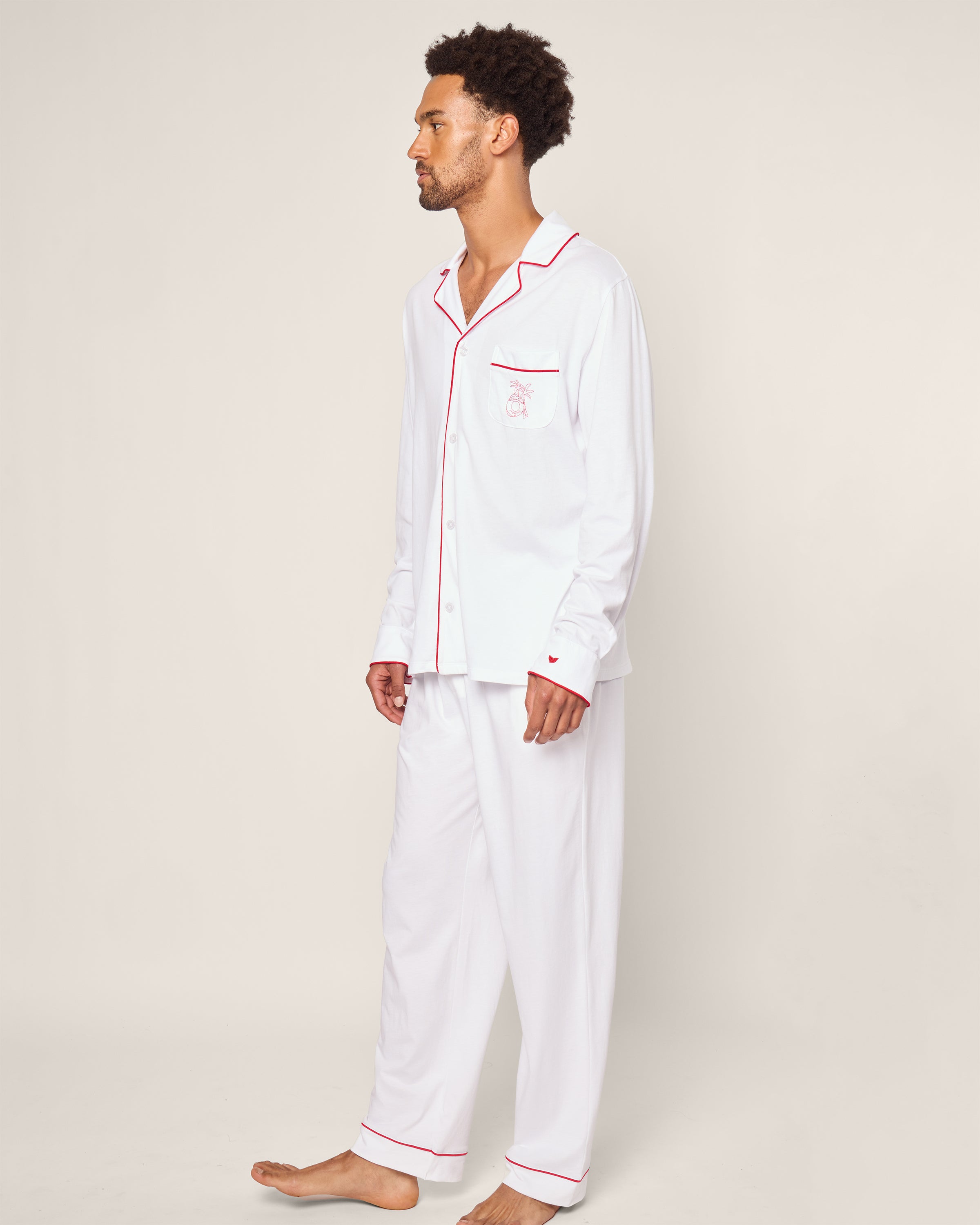 Petite Plume x Eden Rock St Barth Men's White Pima Pajama Set