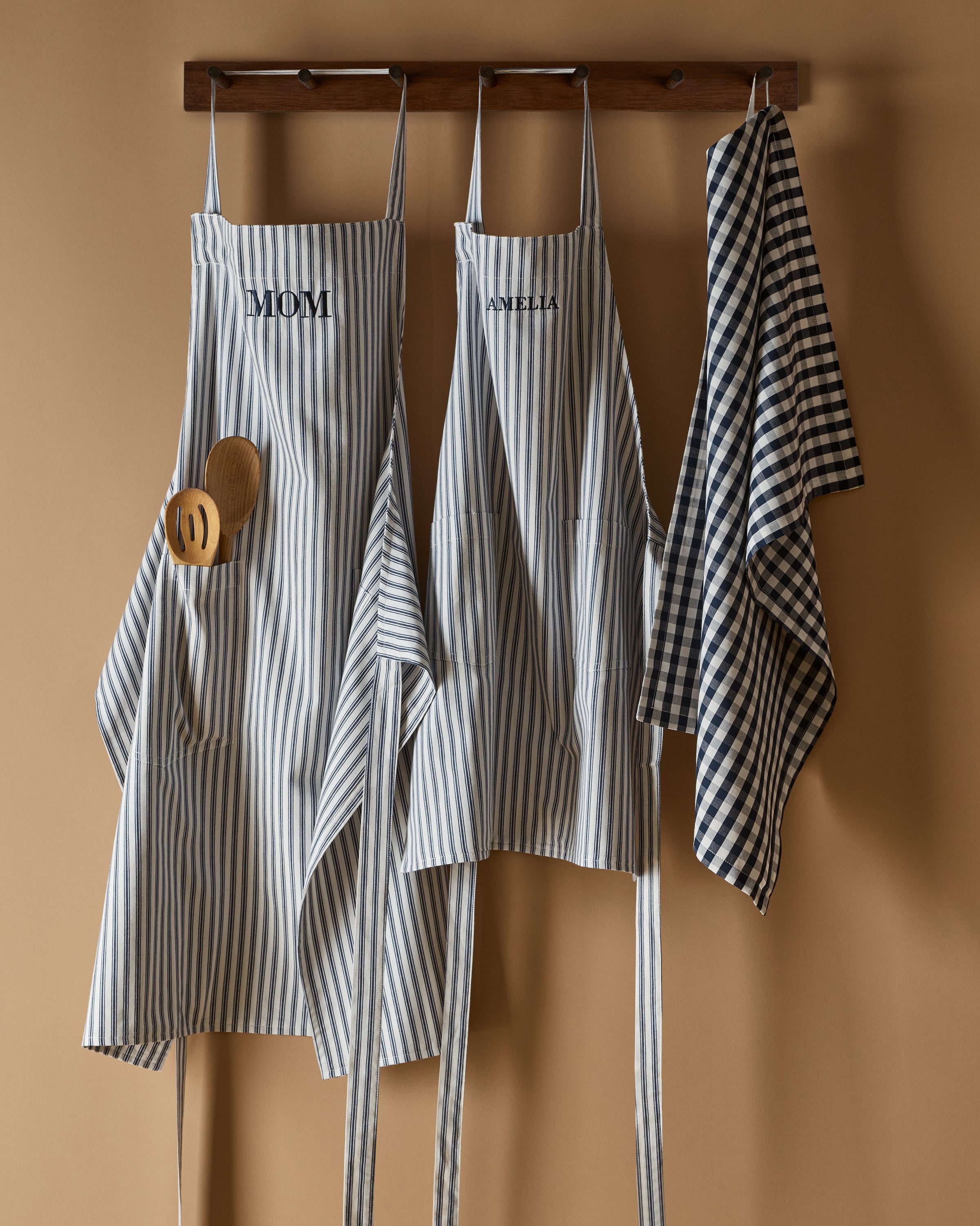 Adult Apron in Navy French Ticking