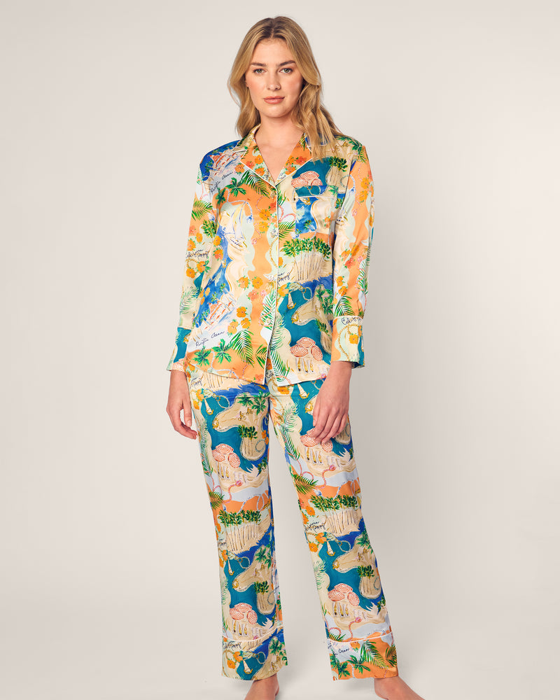 Women's Silk Print Pajama Set Hotel del Coronado x Petite Plume