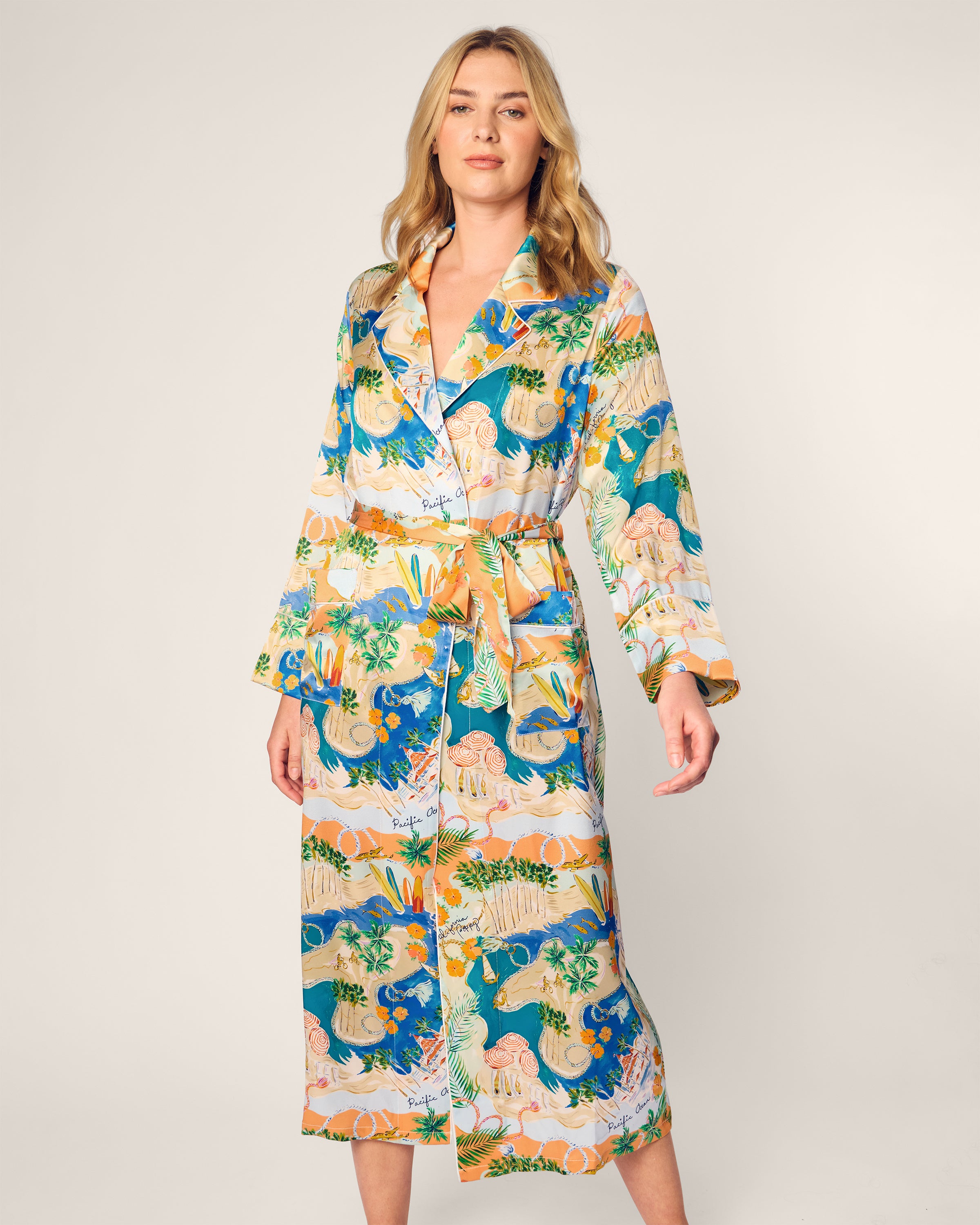 Women's Silk Print Robe Hotel del Coronado x Petite Plume