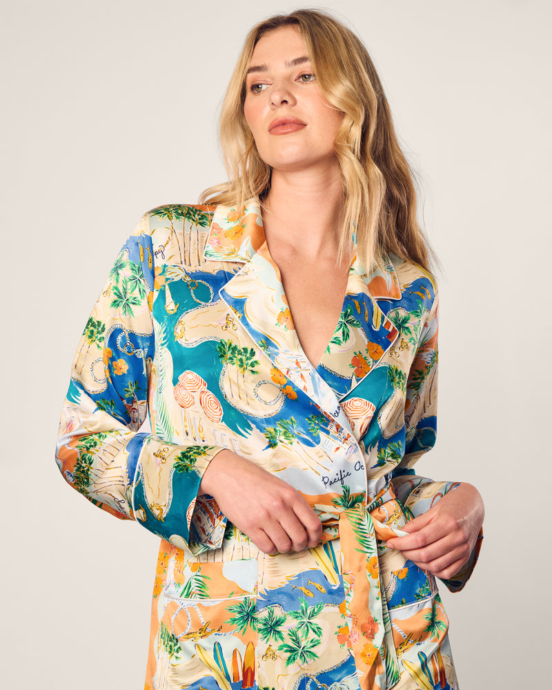 Women's Silk Print Robe Hotel del Coronado x Petite Plume