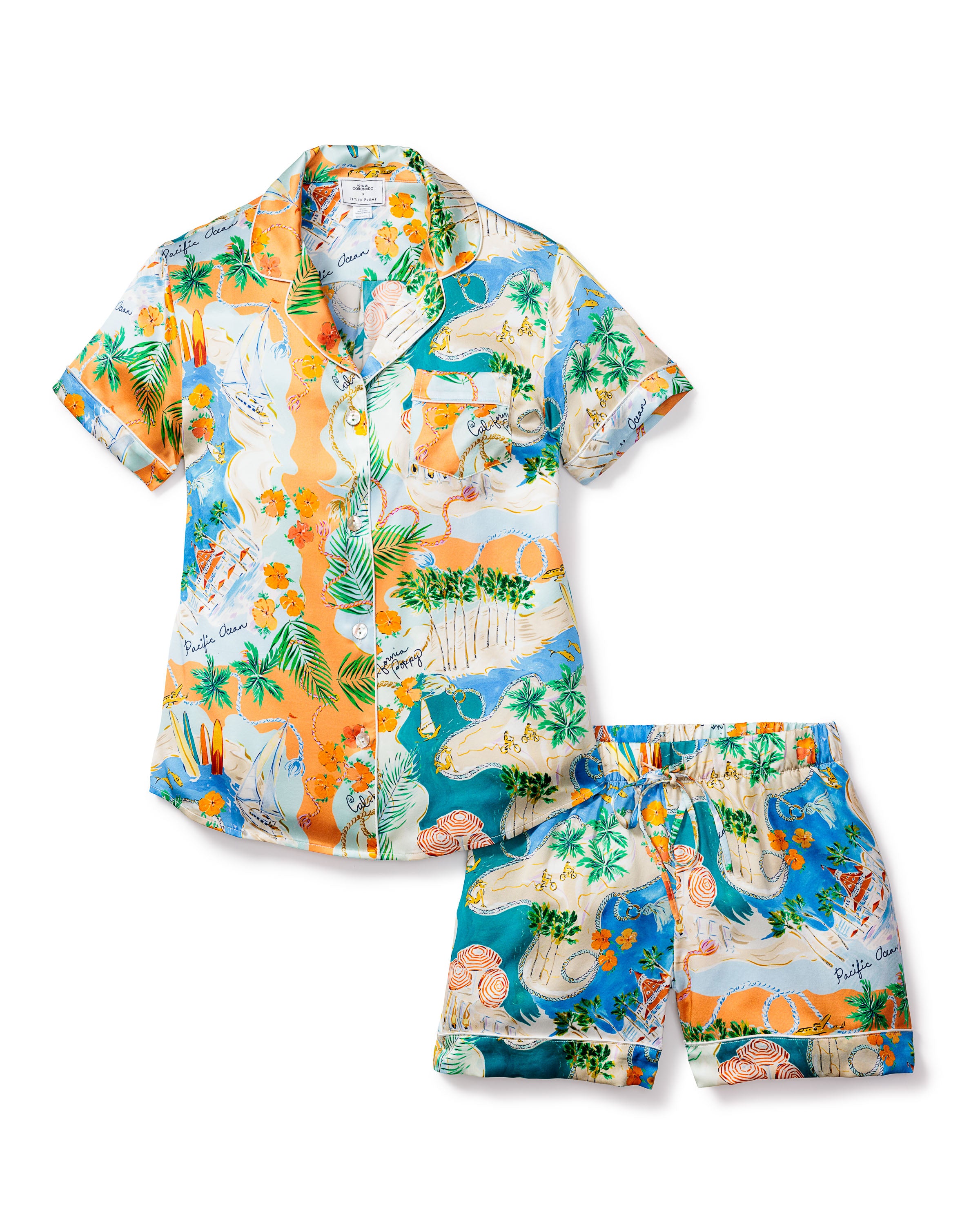 Women's Silk Print Short Set Hotel del Coronado x Petite Plume