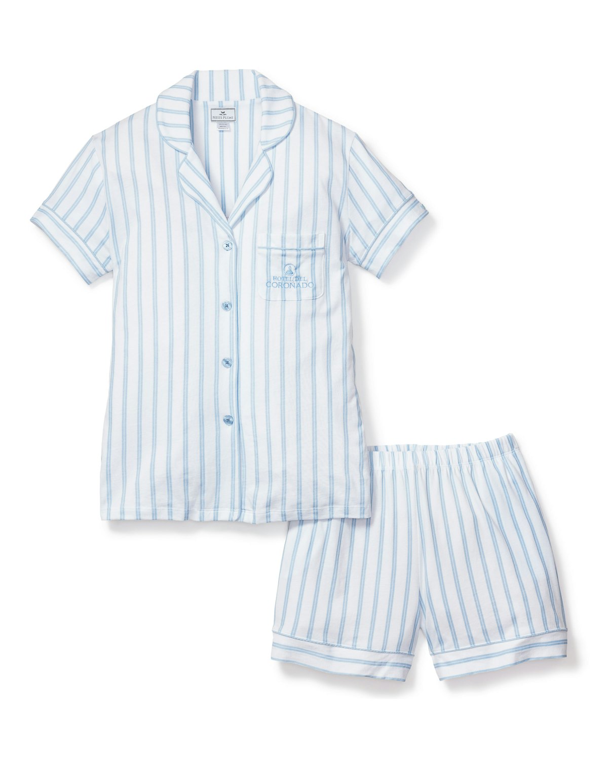 Women's Pima Periwinkle Stripe Short Set Hotel del Coronado x Petite Plume