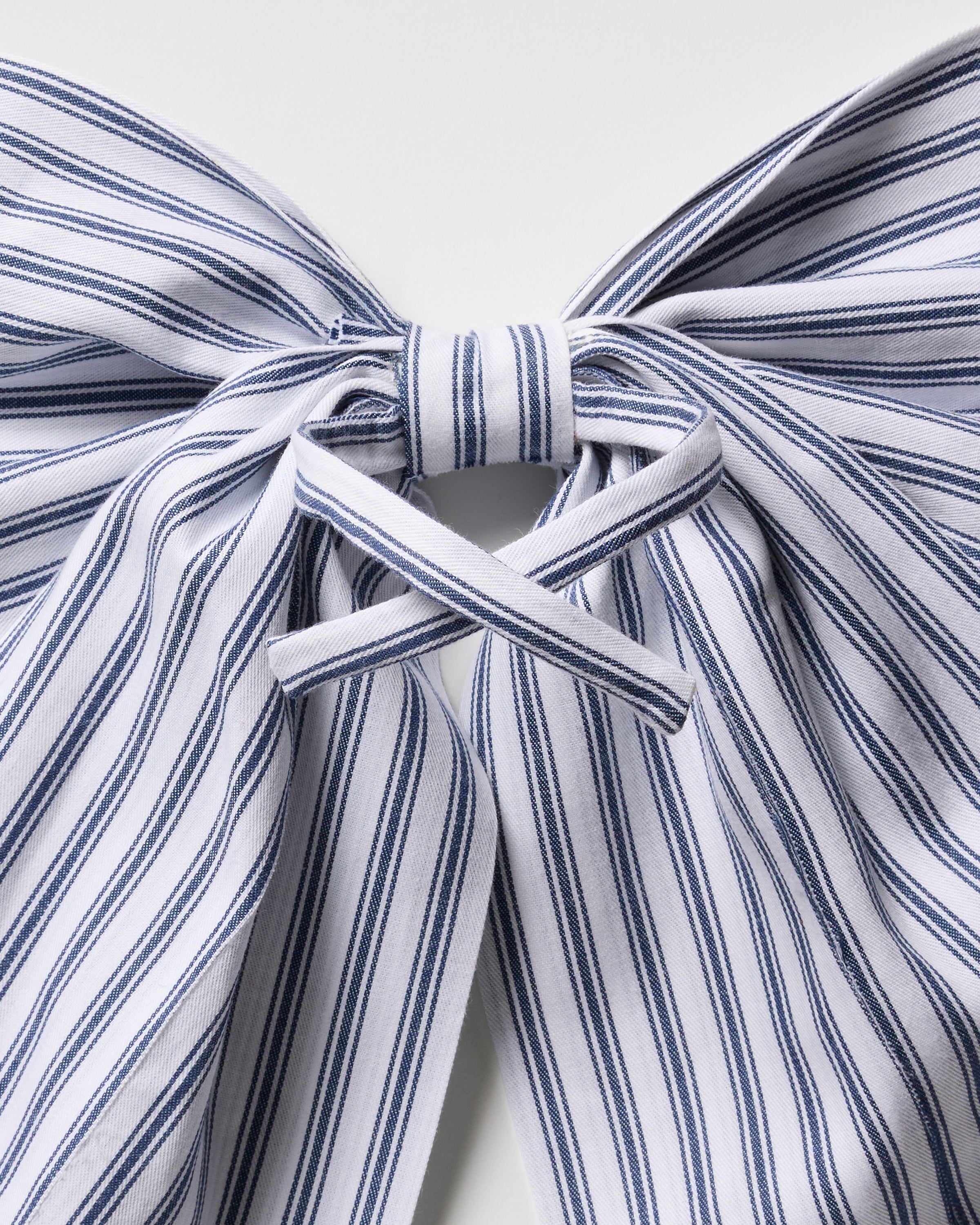 Wreath Bow in Navy French Ticking