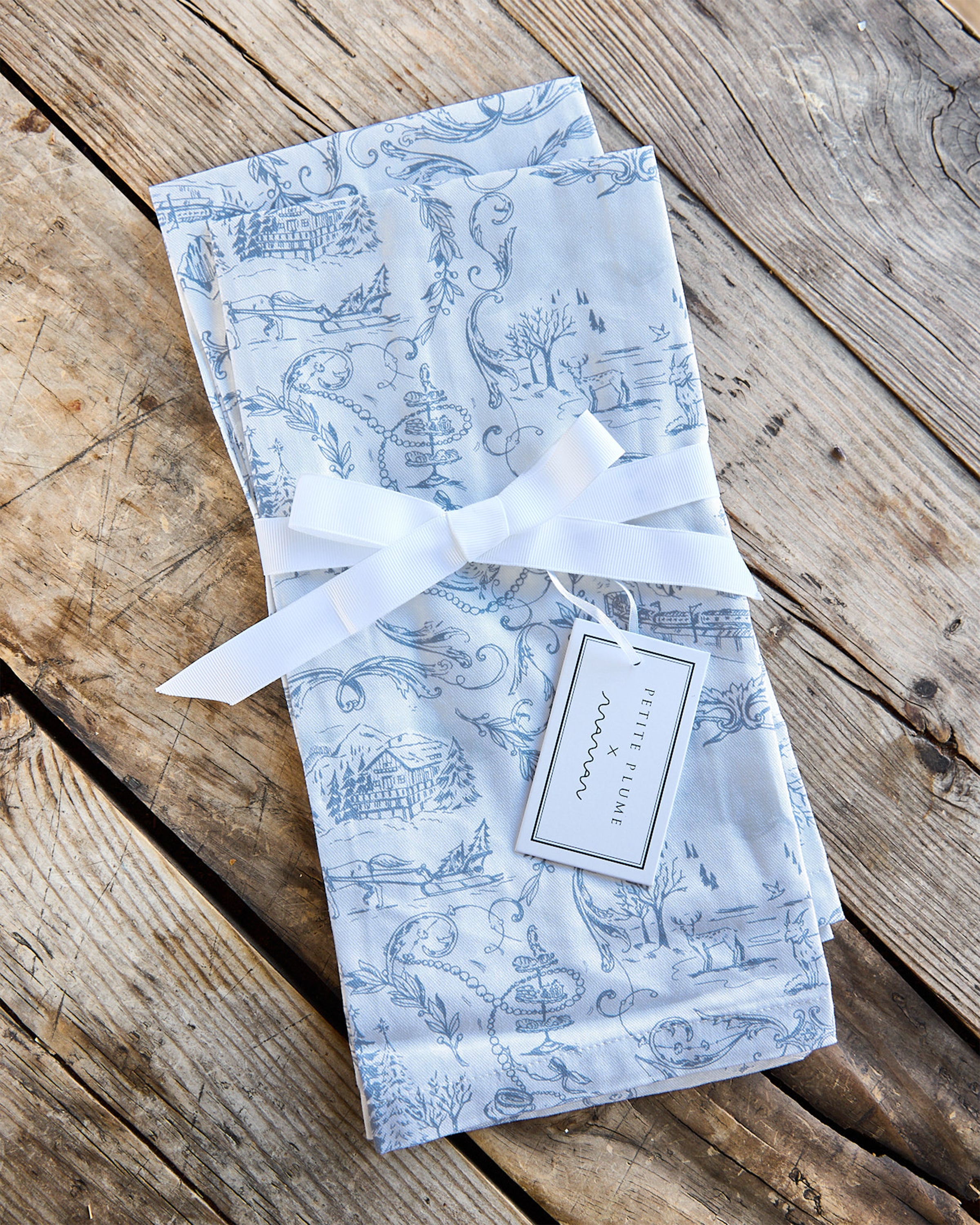 Maman x Petite Plume Alpine Toile Tea Towels & Aprons Bundle