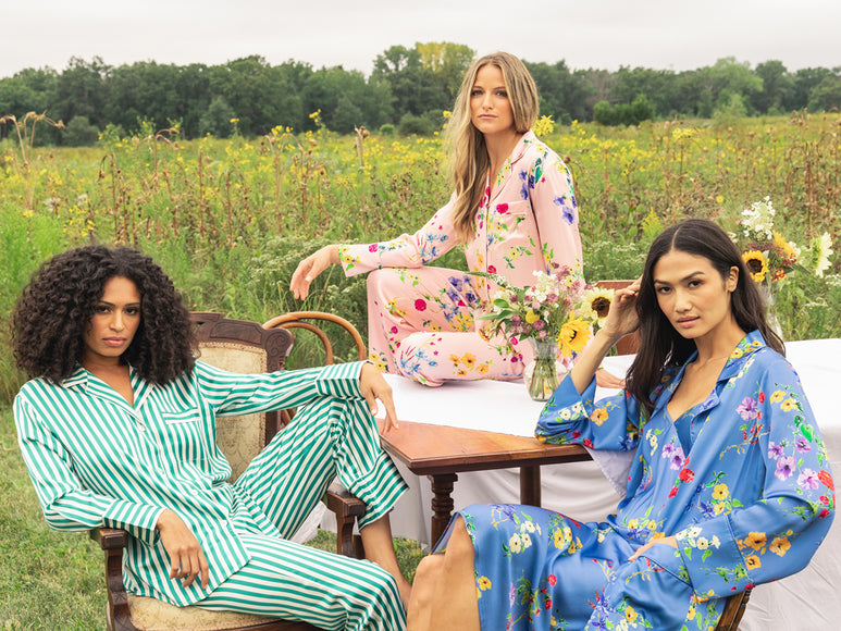 Women's Twill Pajama Set in English Rose Floral