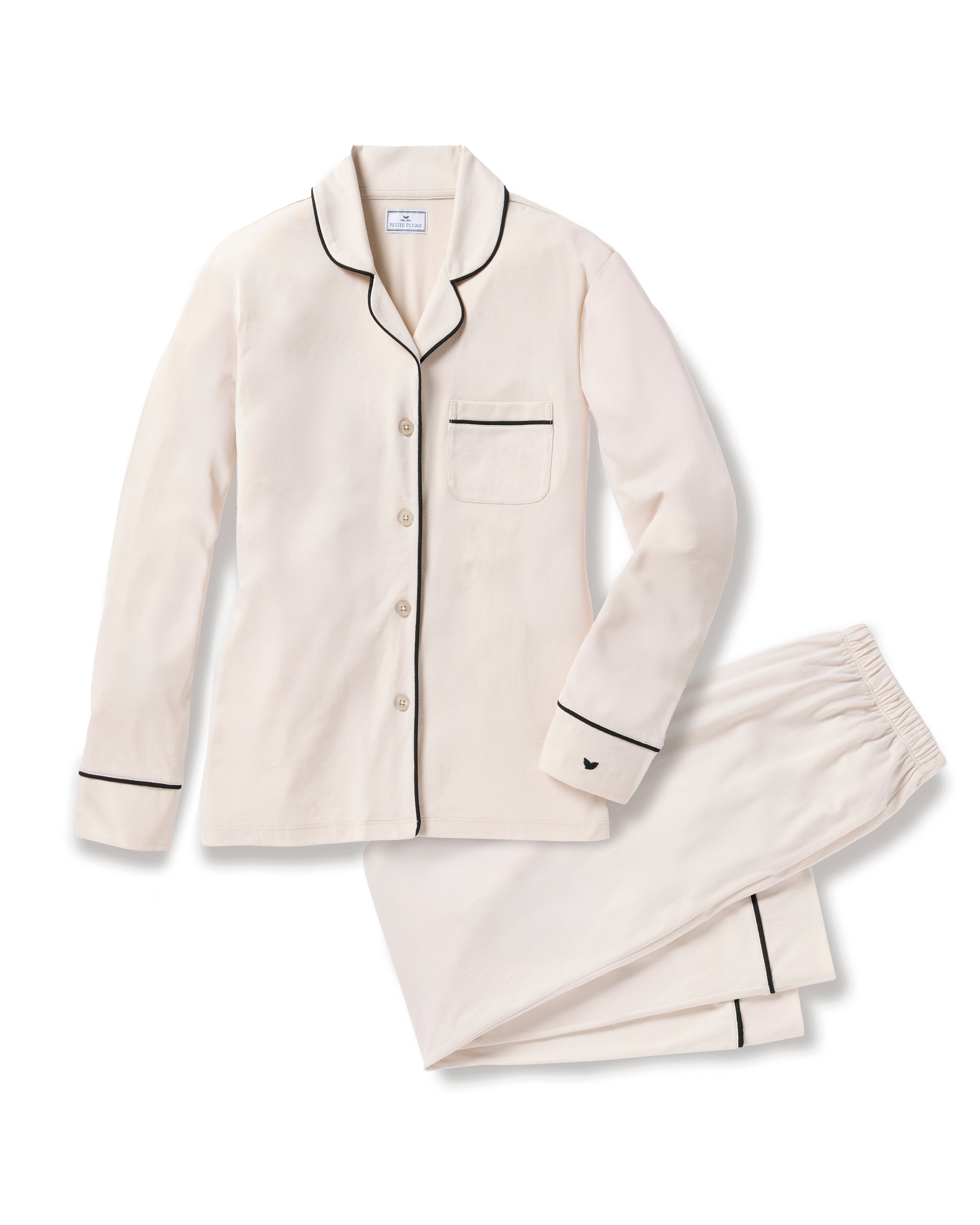 Petite Plume x Parachute Women's Pima Pajama Set in Bone