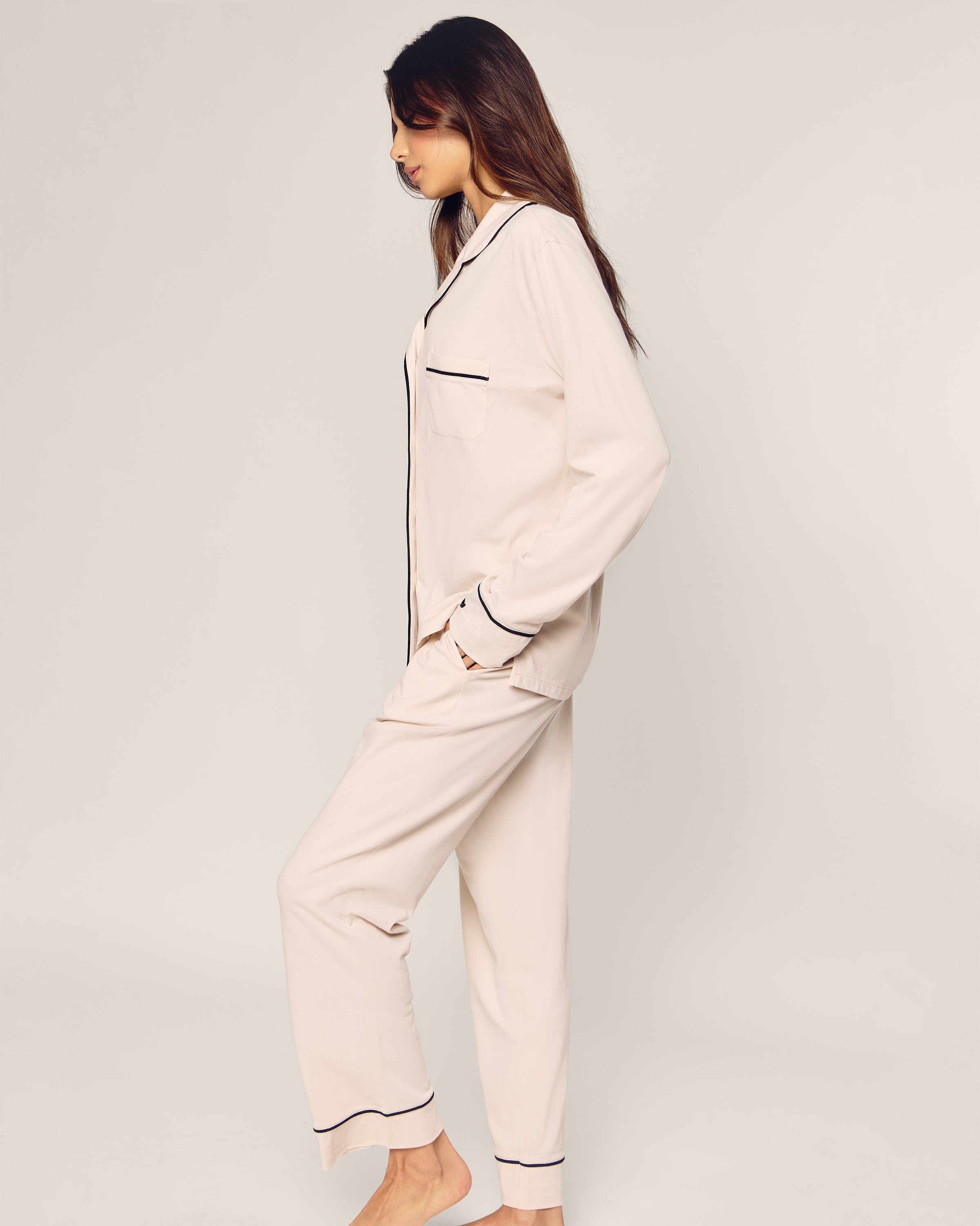 Petite Plume x Parachute Women's Pima Pajama Set in Bone