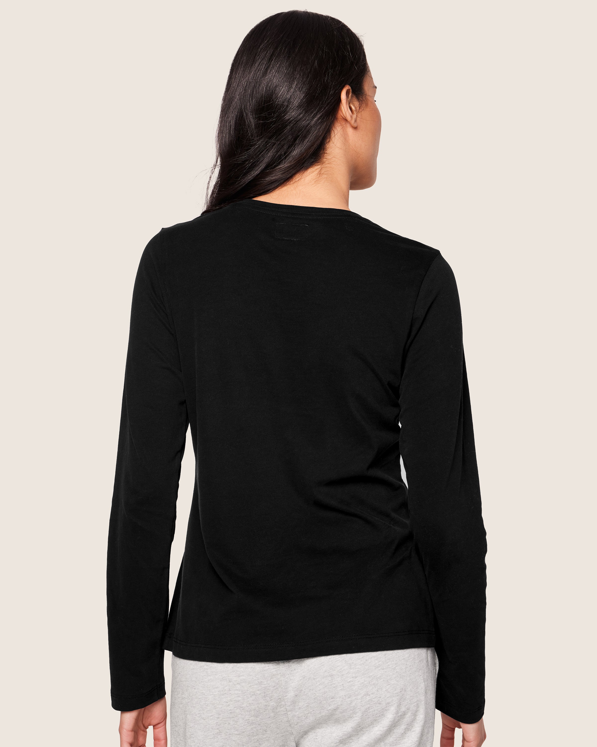 Women's Pima Long Sleeve Top in Black