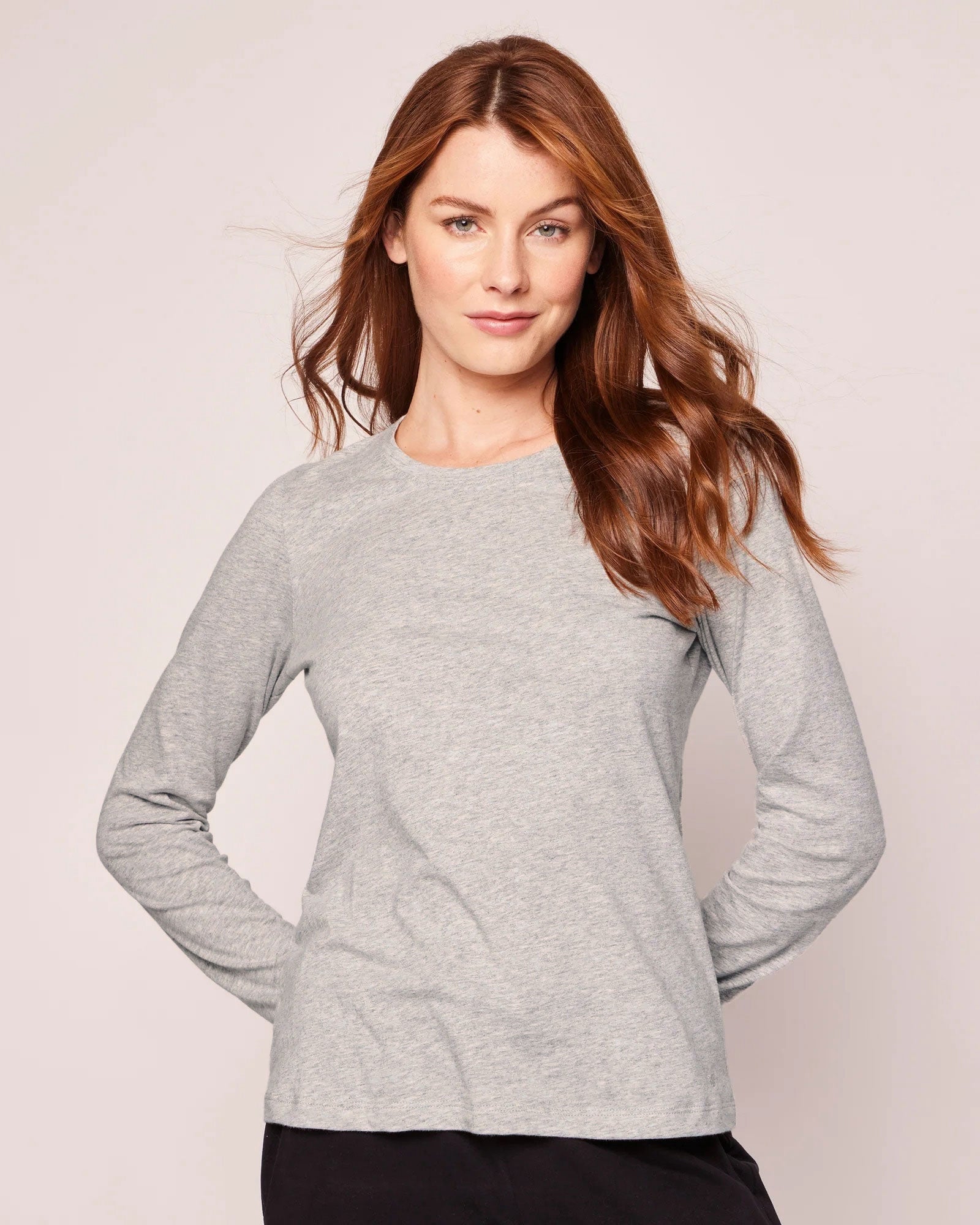 Women's Pima Long Sleeve Top in Light Grey