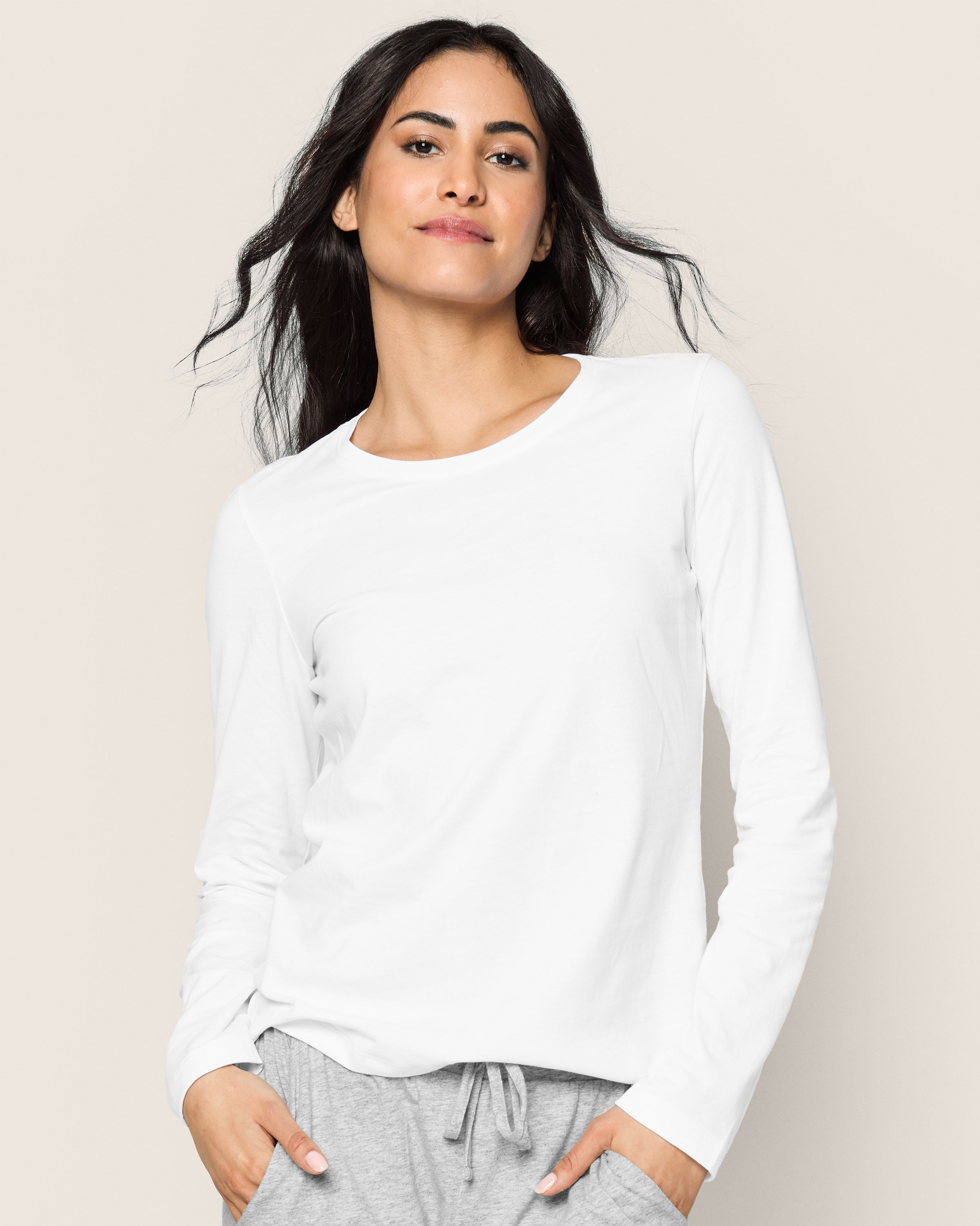 Women's Pima Long Sleeve Top in White