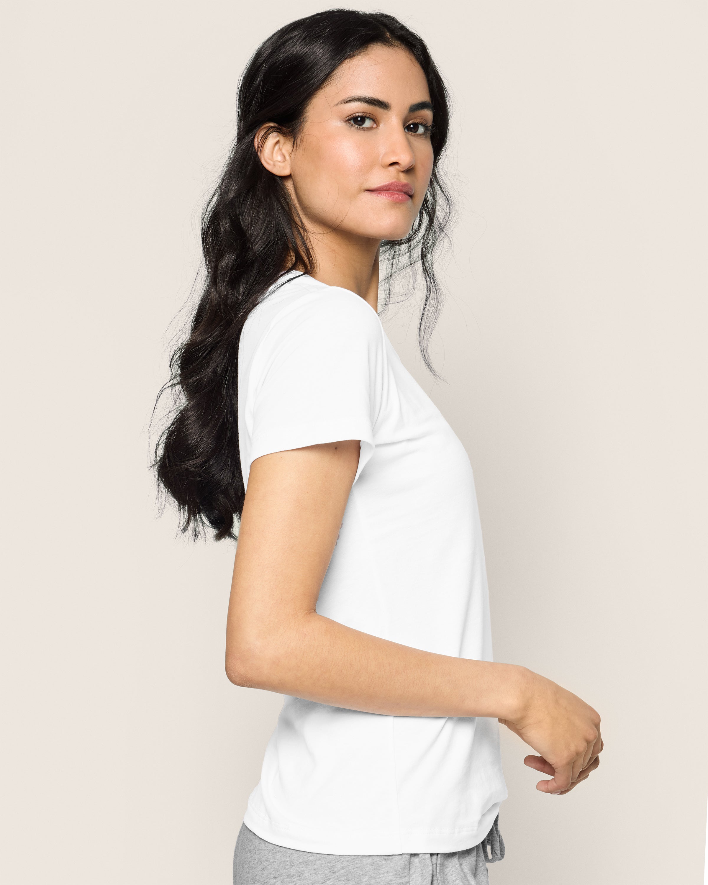 Women's Pima Short Sleeve Top in White