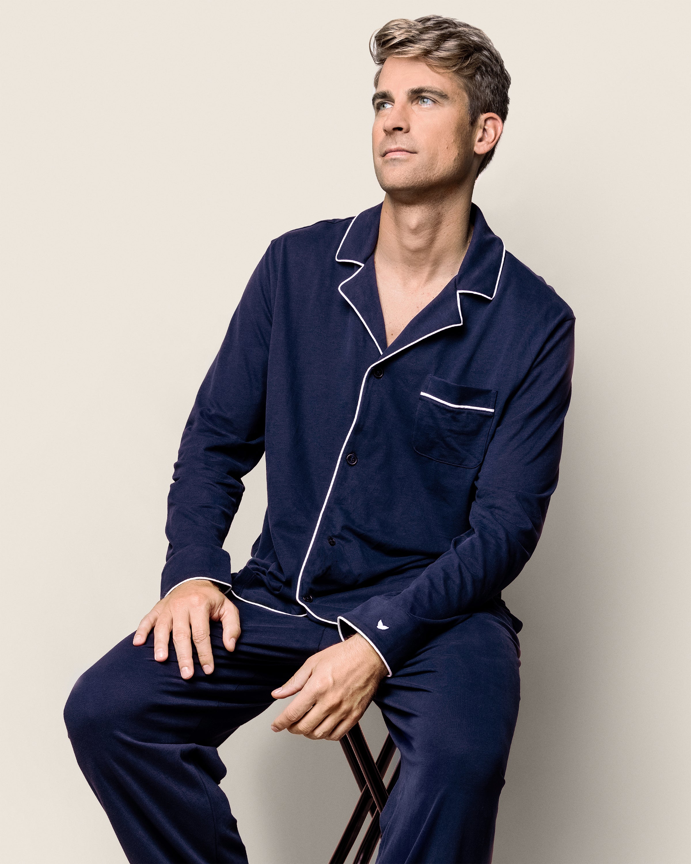 Men's Pima Pajama Set in Navy