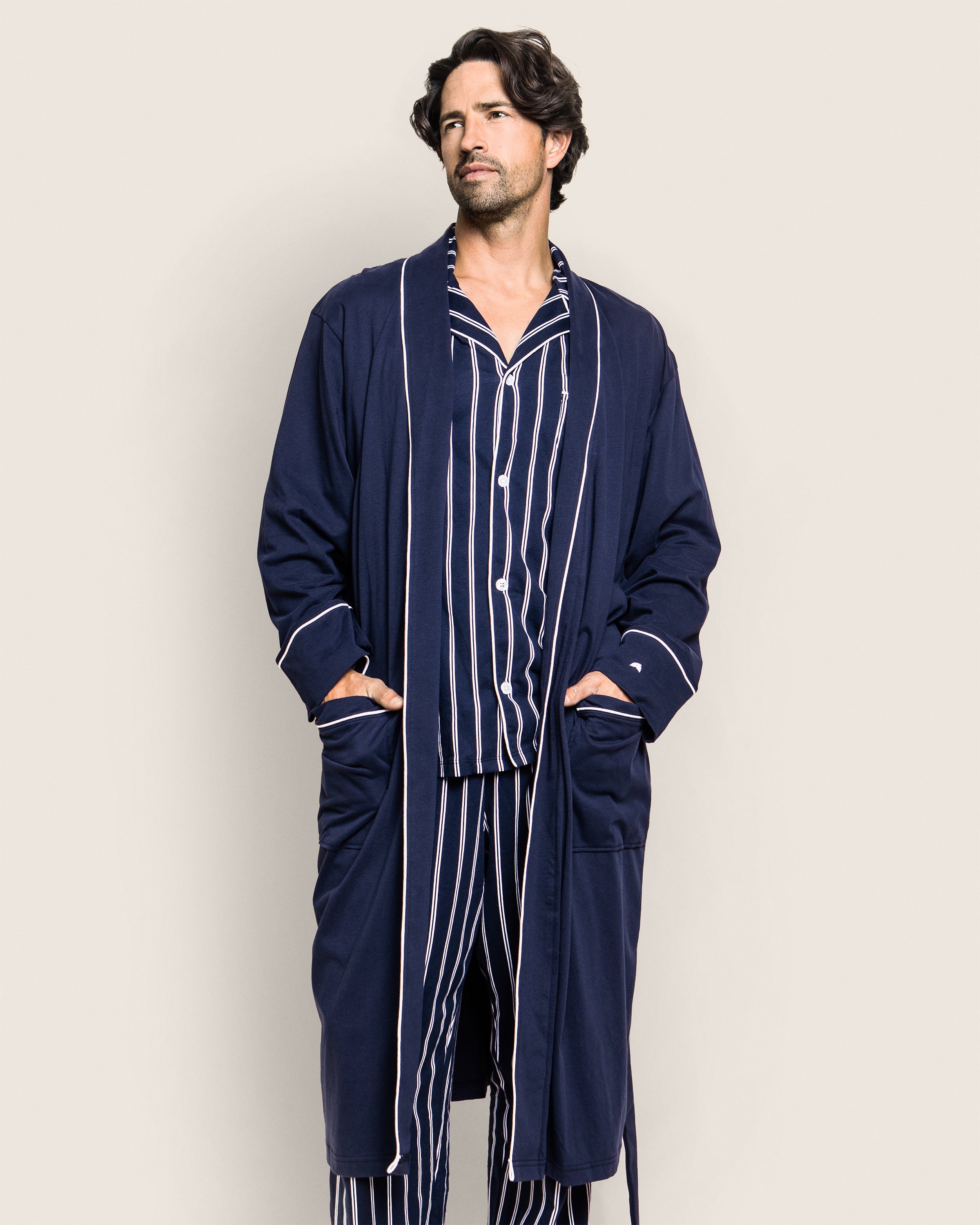 Men's Pima Robe in Navy