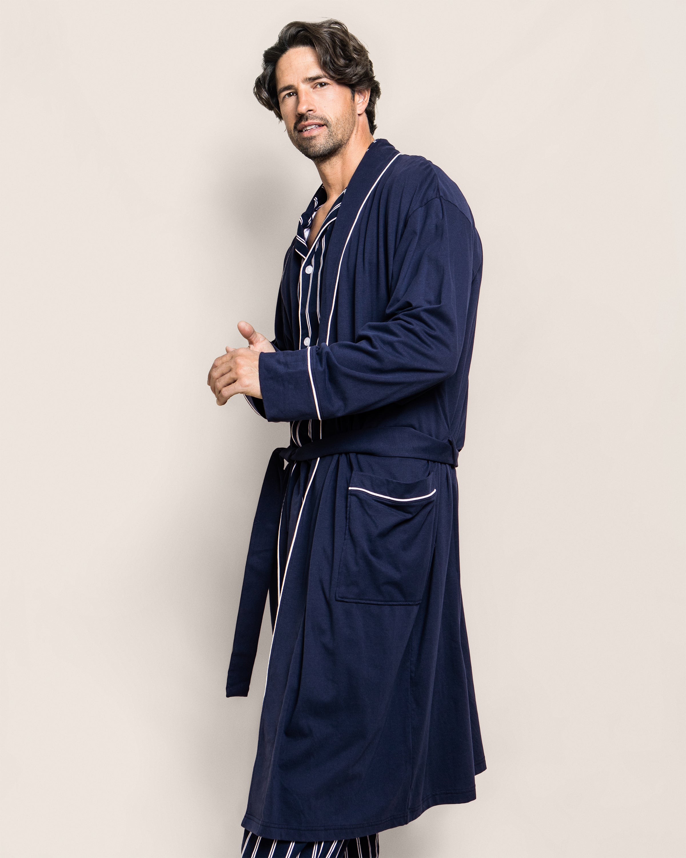 Men's Pima Robe in Navy