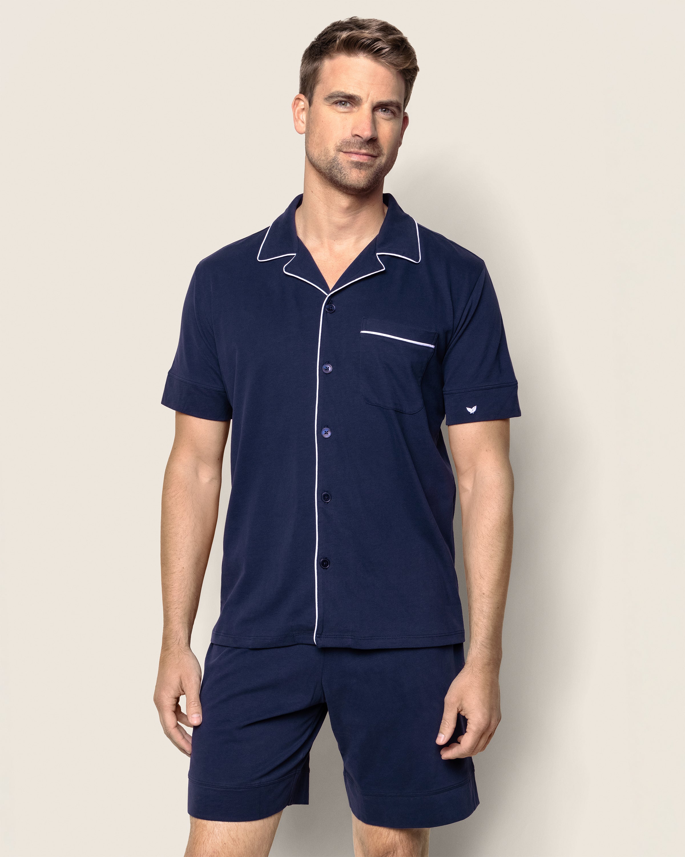 Men's Pima Pajama Short Set in Navy