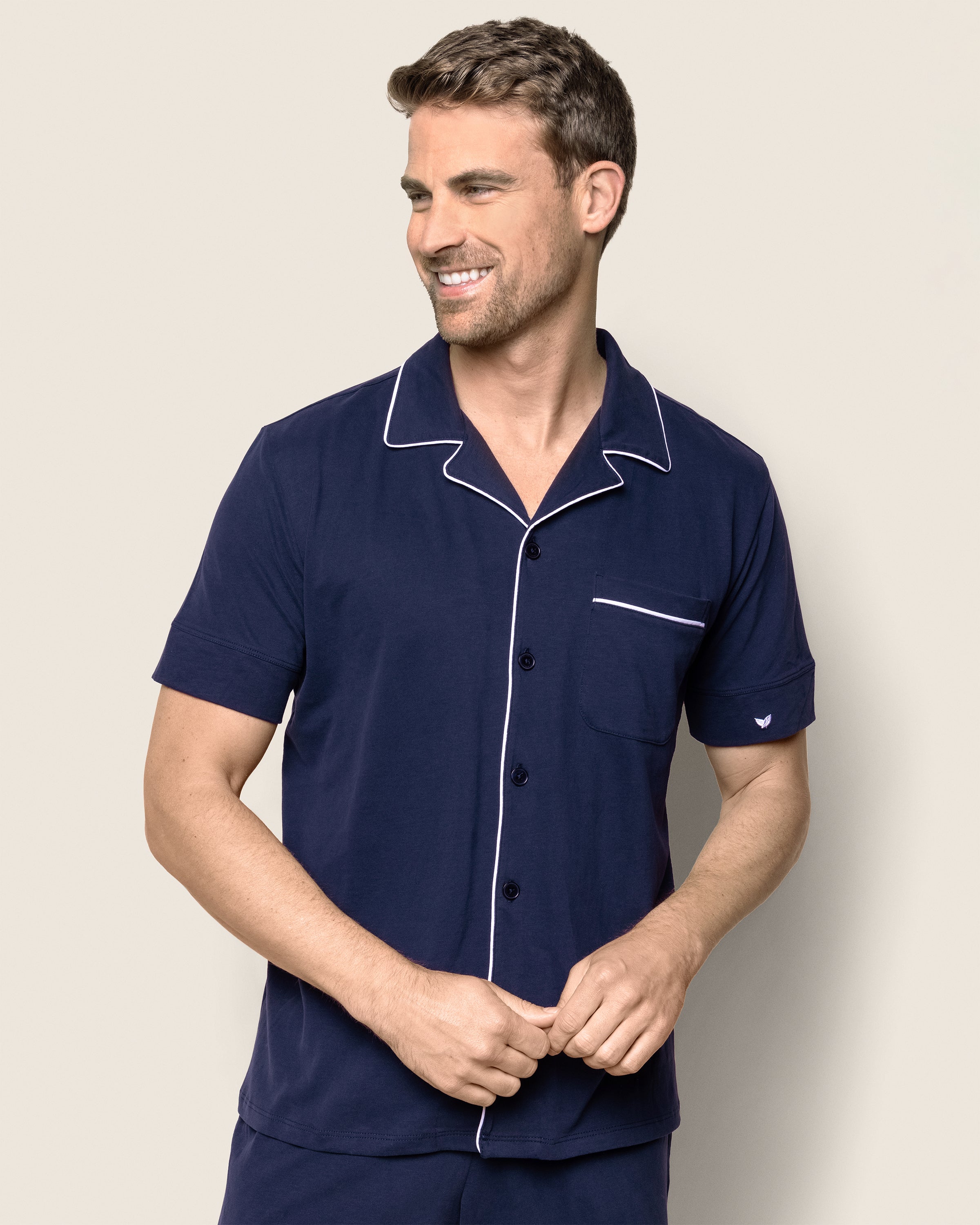 Men's Pima Pajama Short Set in Navy