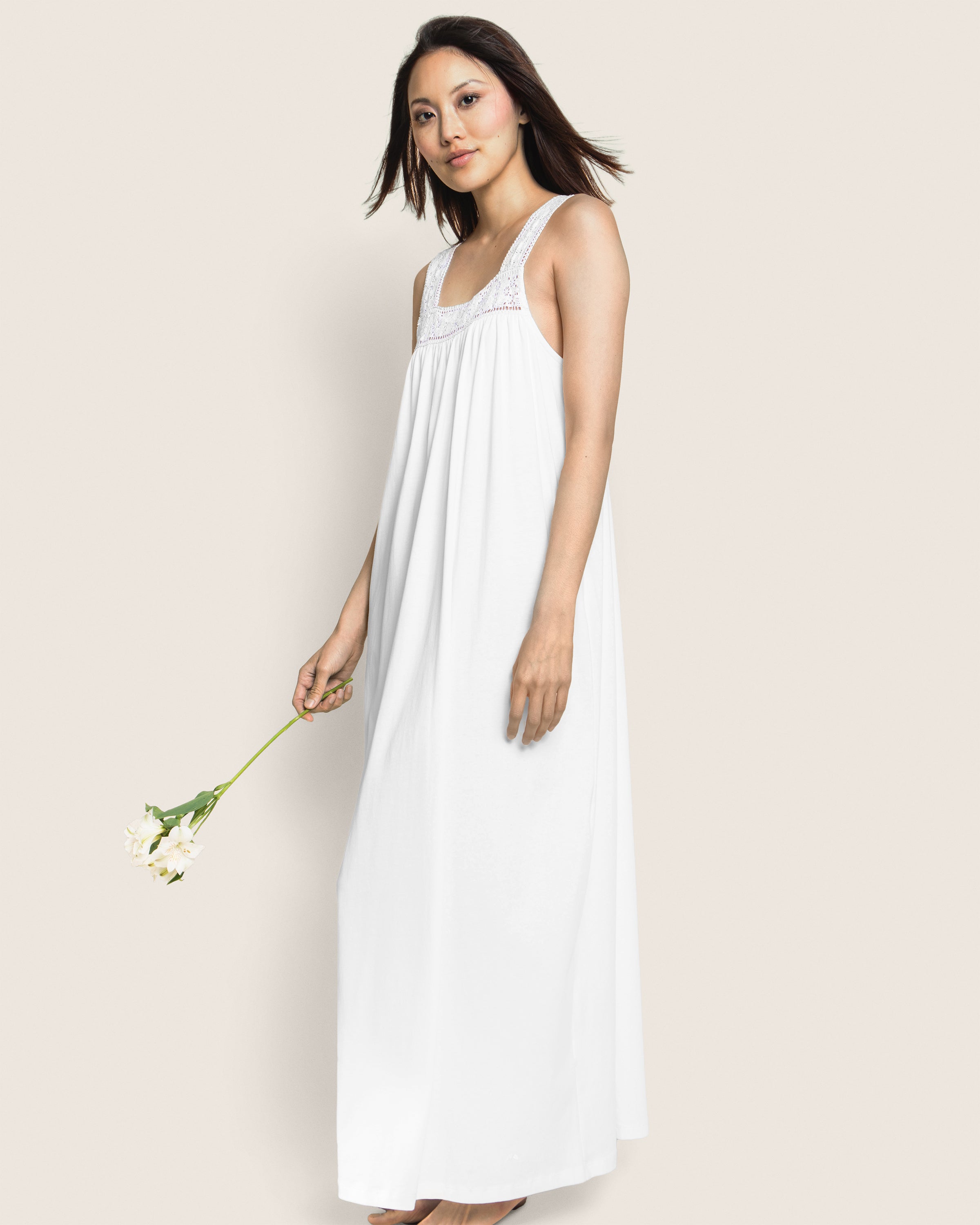 Women's Pima Camille Nightgown in White