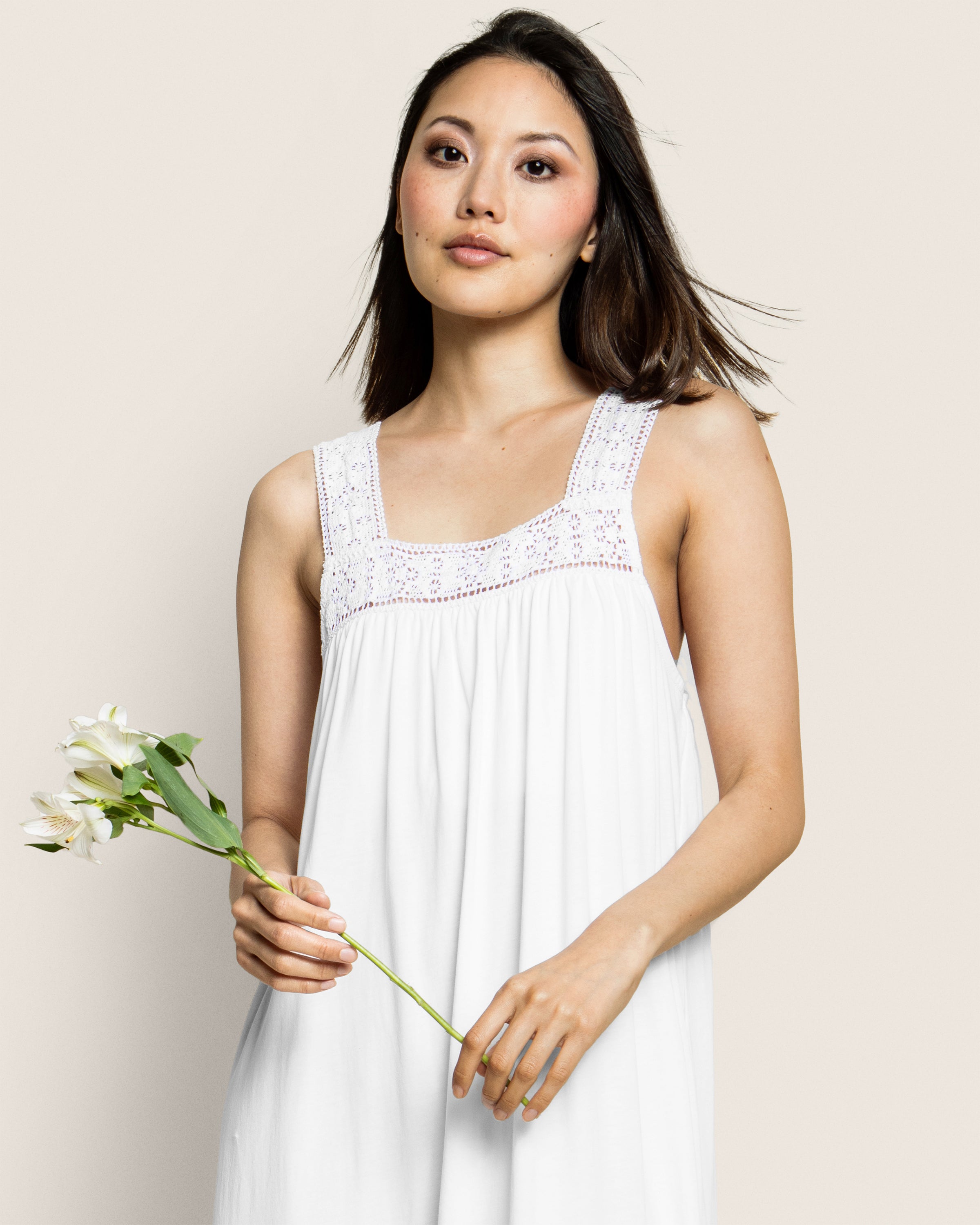 Women's Pima Camille Nightgown in White