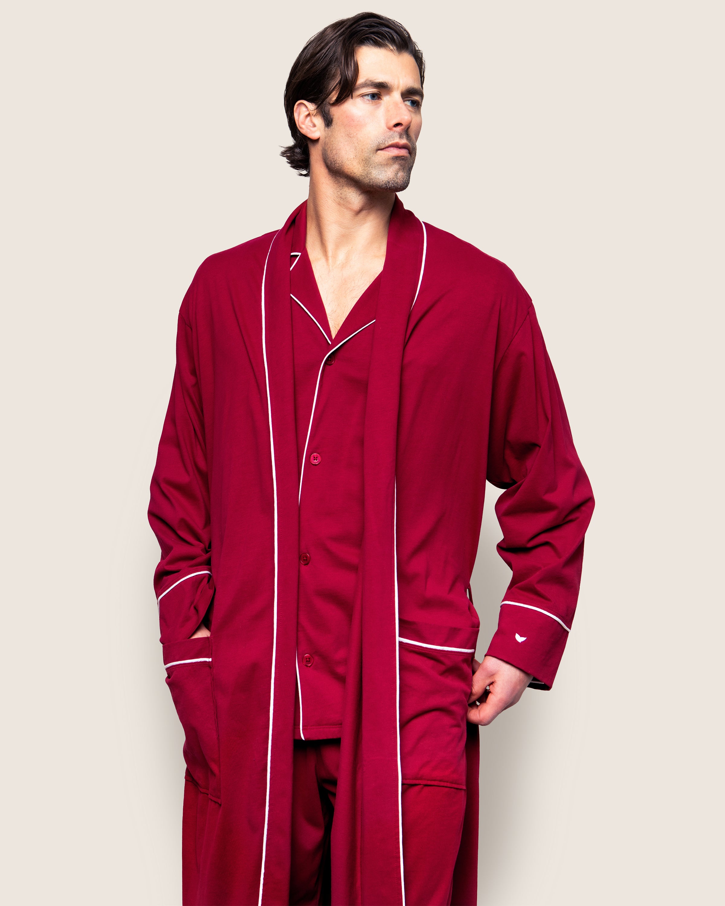 Men's Pima Robe in Bordeaux