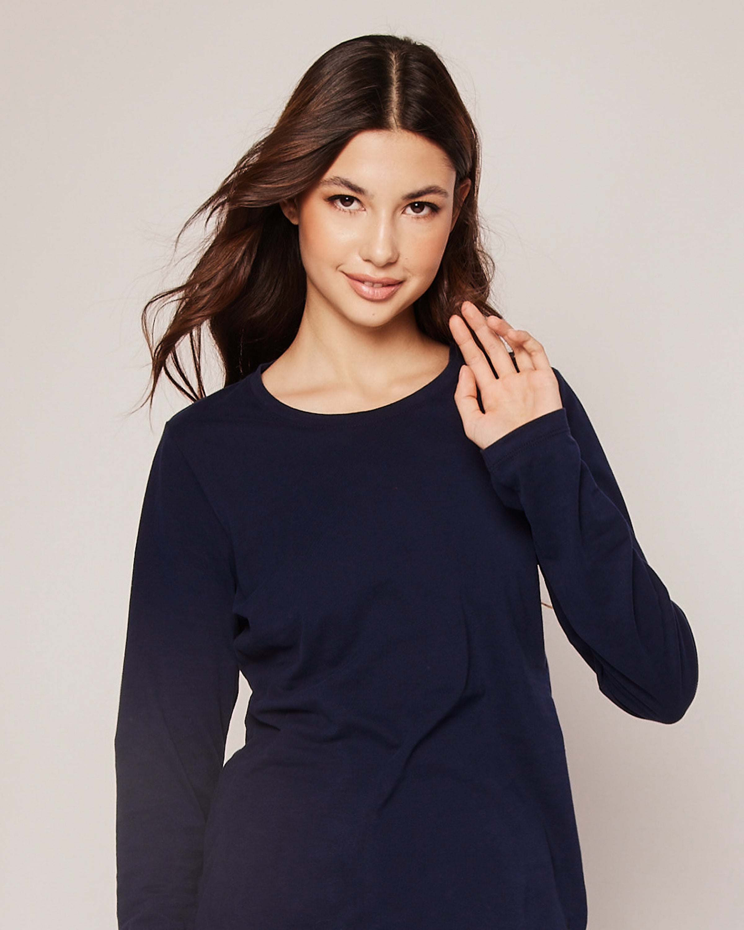 Women's Pima Long Sleeve Top in Navy