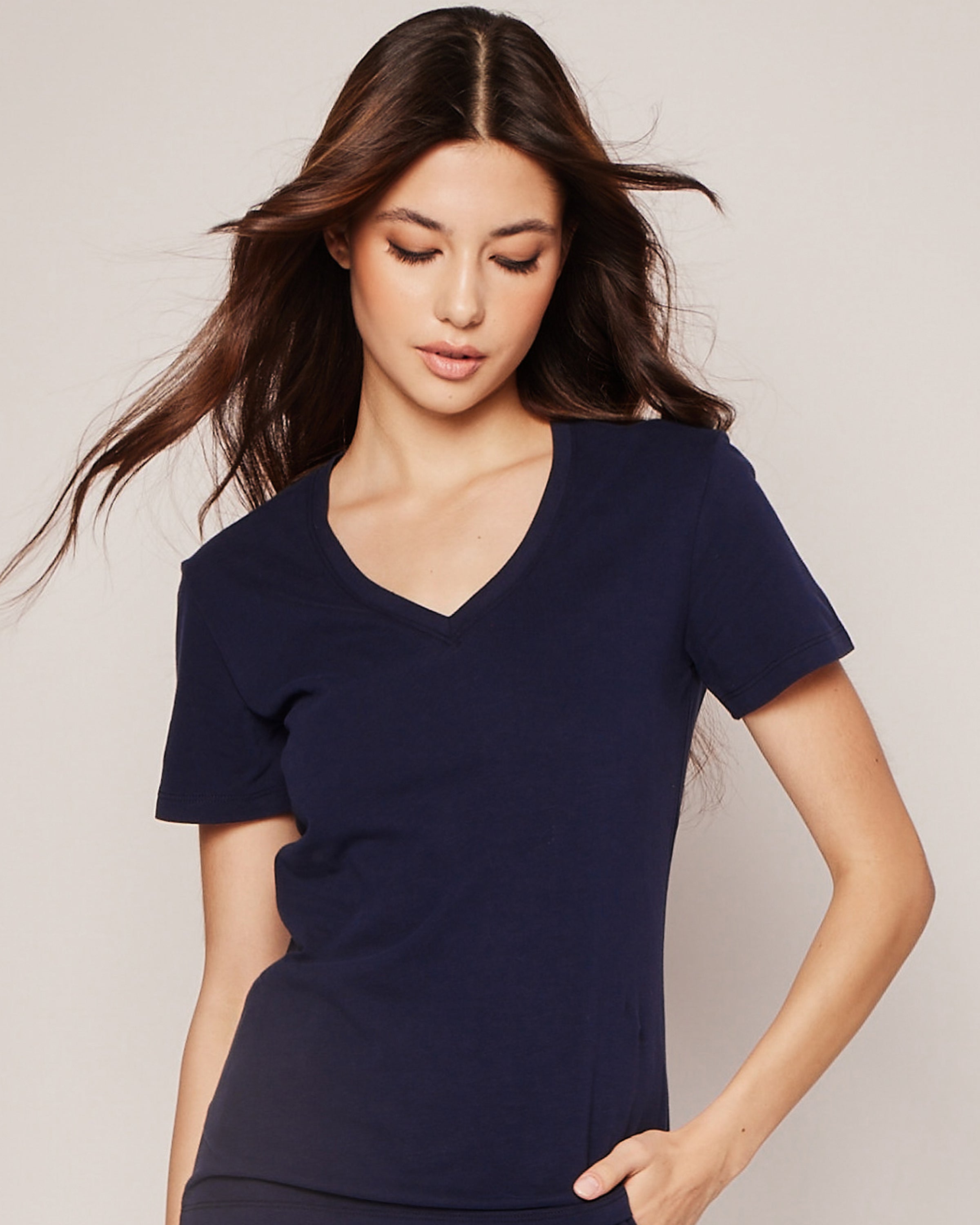 Women's Pima Short Sleeve Top in Navy